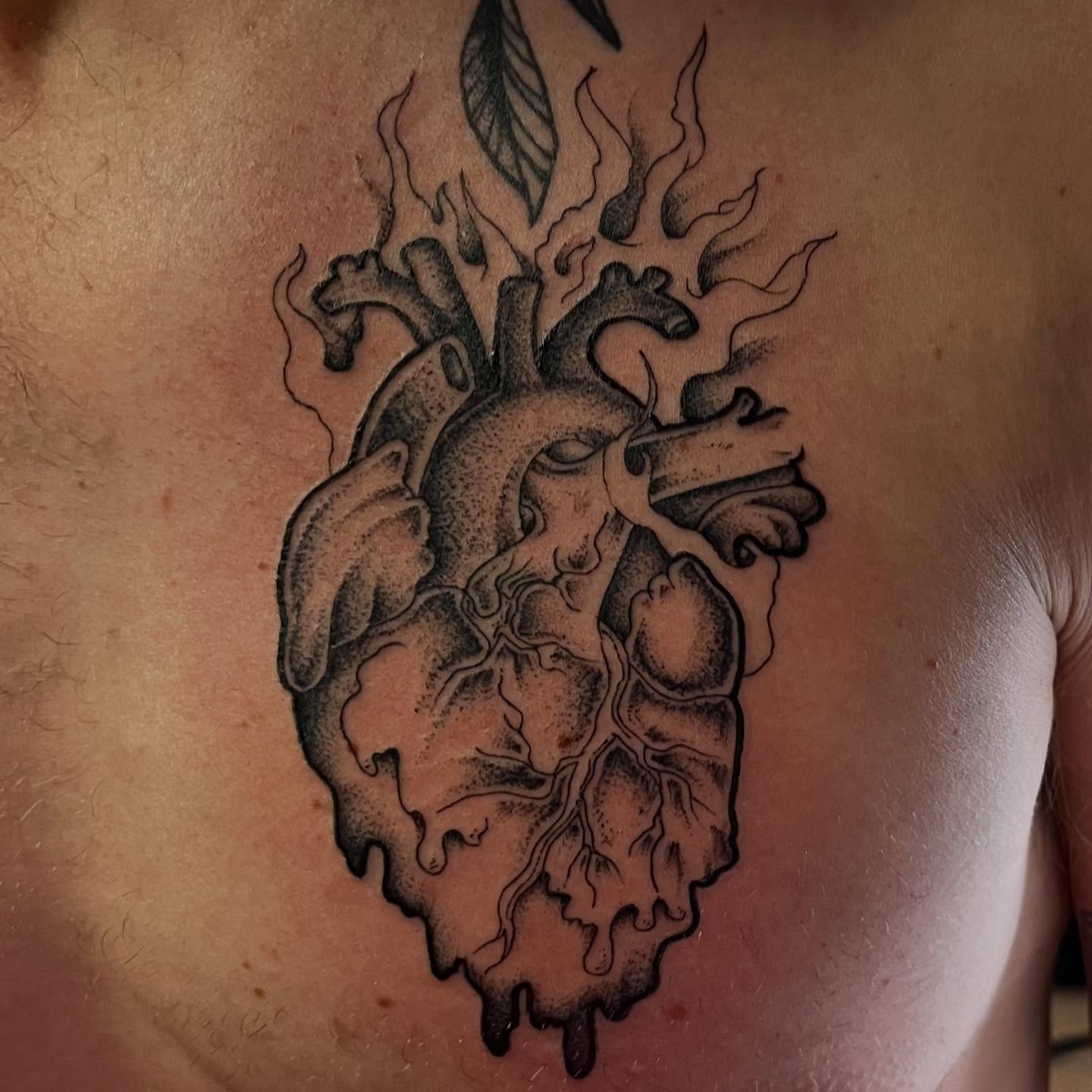 Tattoo by @rev.claytattooer — dotwork, black_and_grey