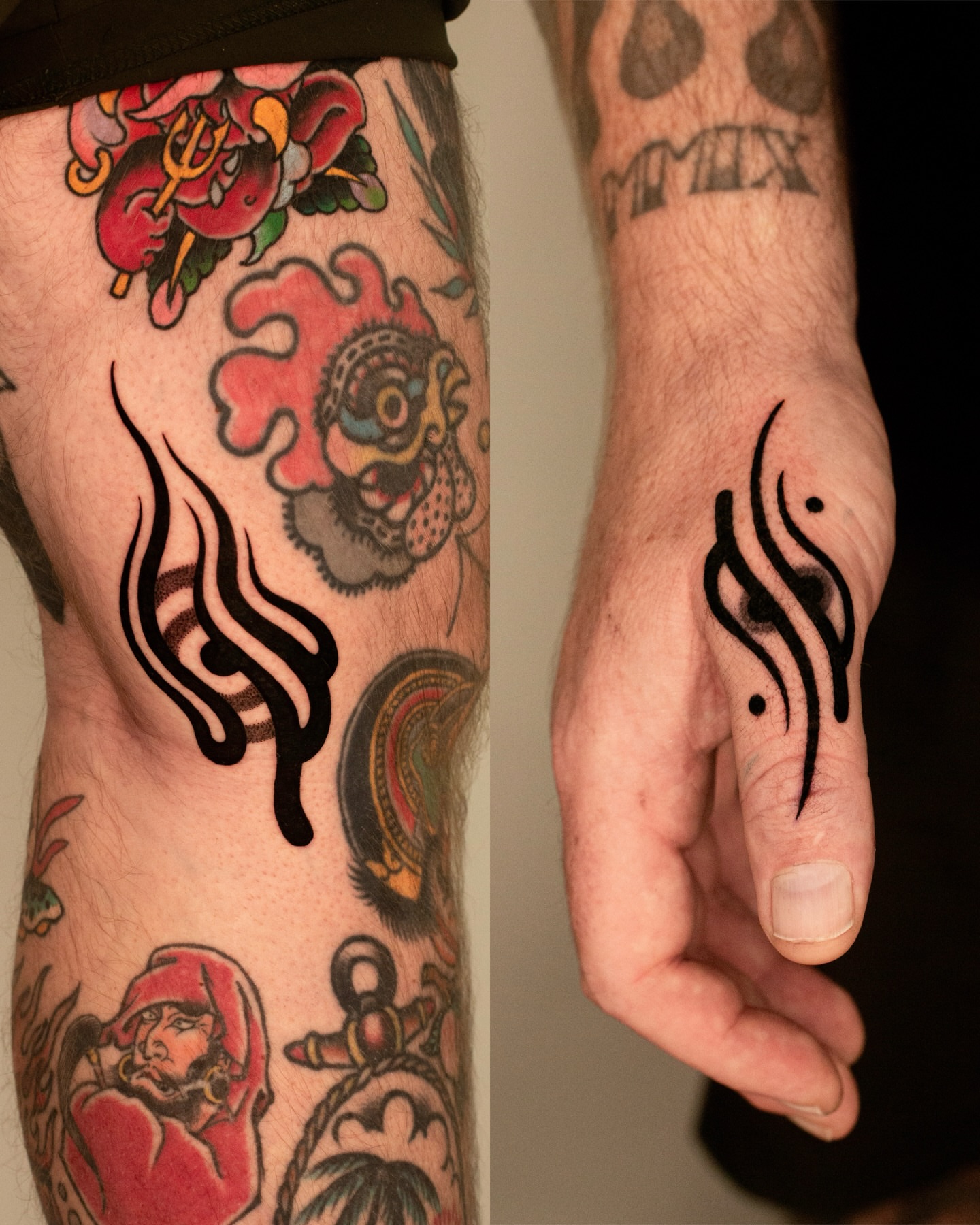 Flame tribal tattoo on the forearm by Fisher Man