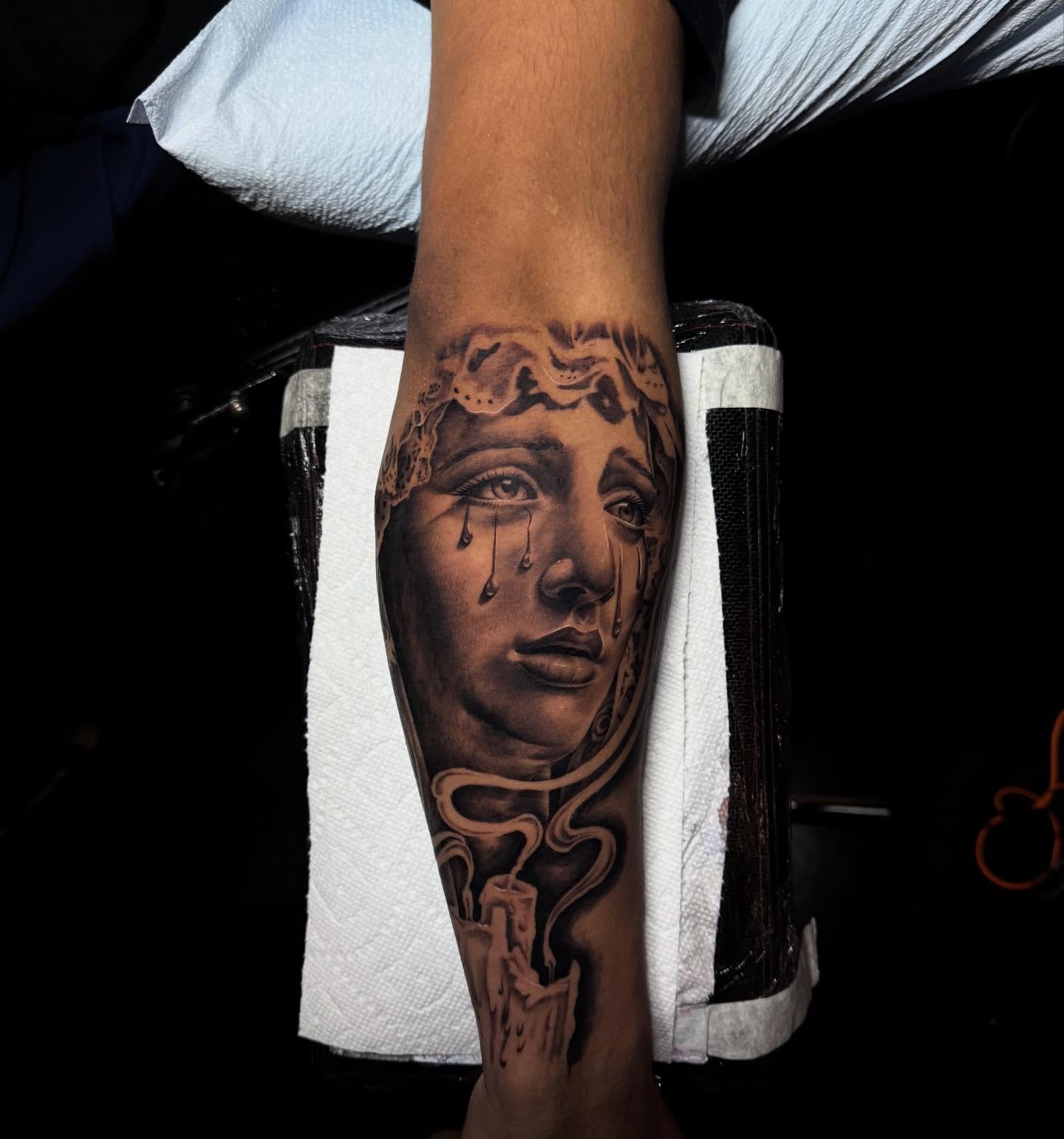 Tattoo by @inkedbyscratch — realism, dark_realism