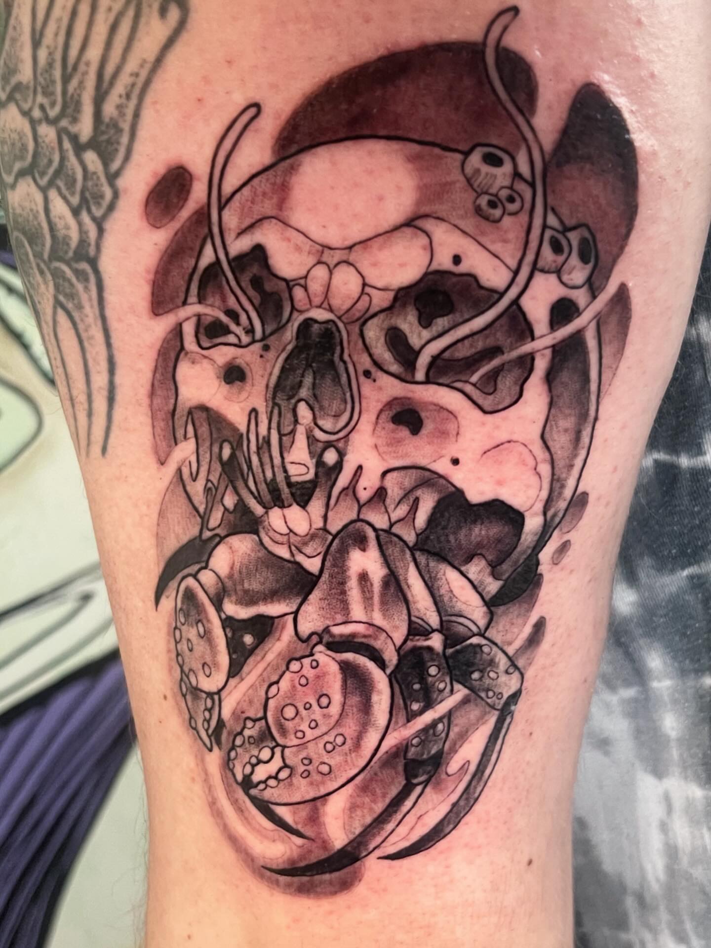 Tattoo by @robertdelete — black_and_grey, surrealism