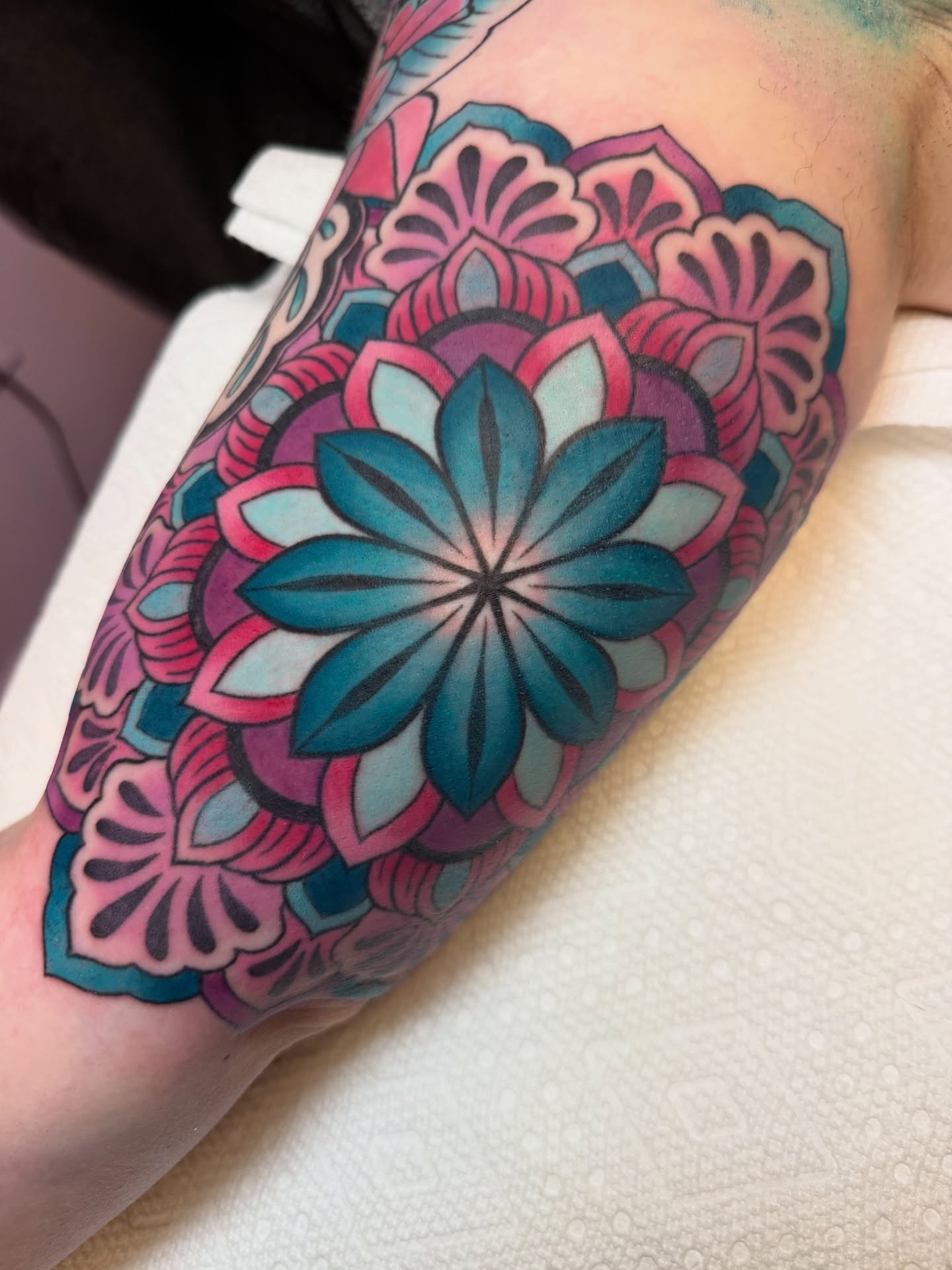 Mandala ornamental tattoo on the forearm by ๐ฎ๐๐๐๐๐๐