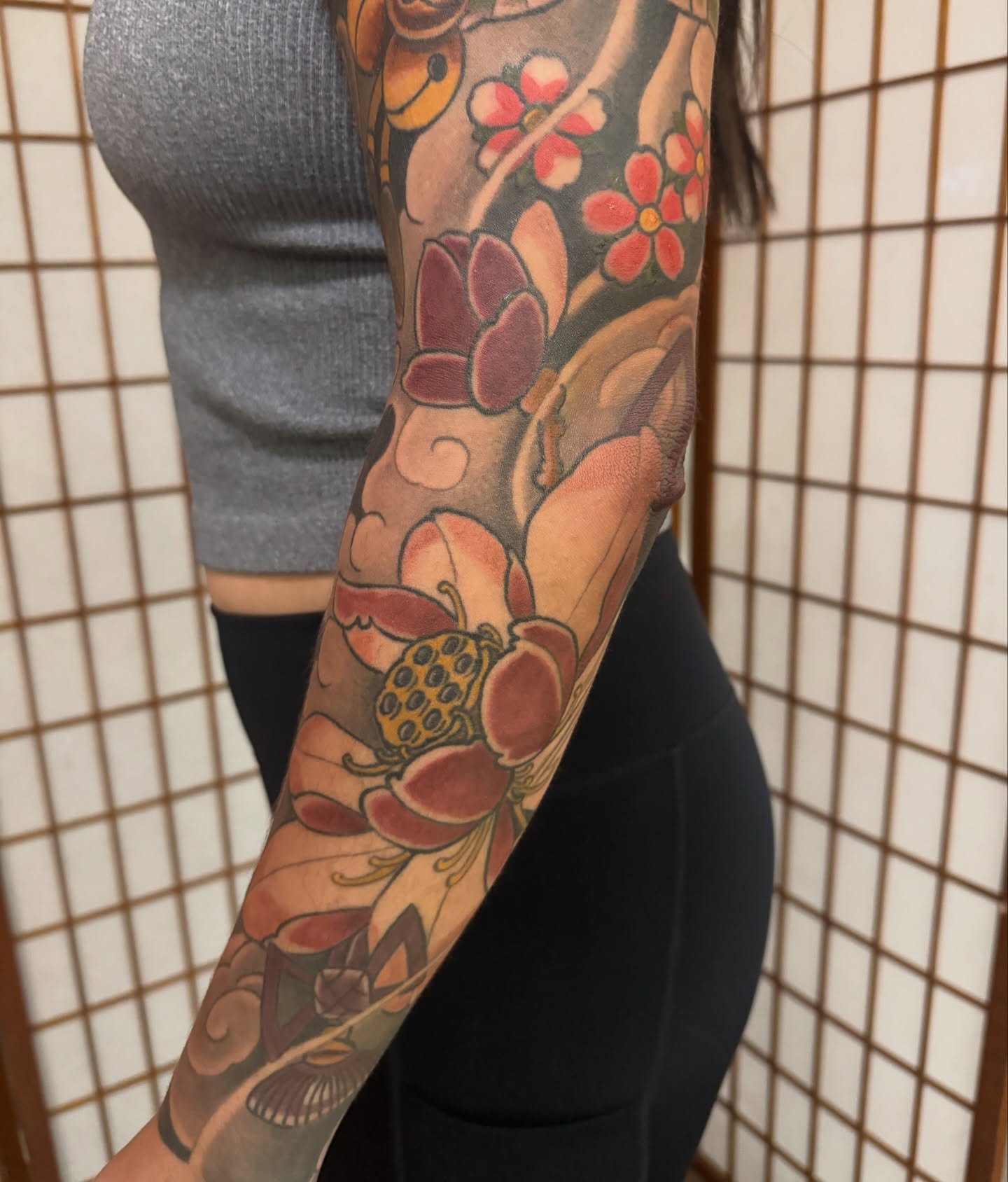 Lotus flowers japanese irezumi tattoo on the forearm by Dylan