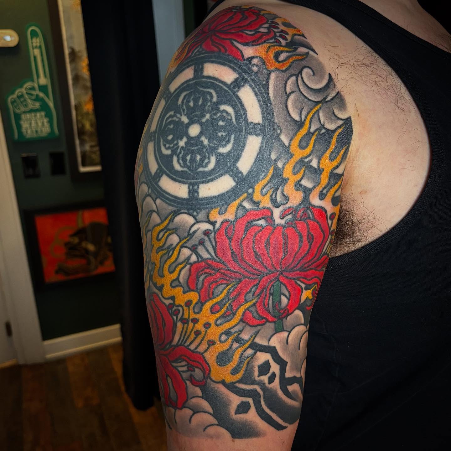 Tattoo by @mason_montgomery — american_traditional, dotwork