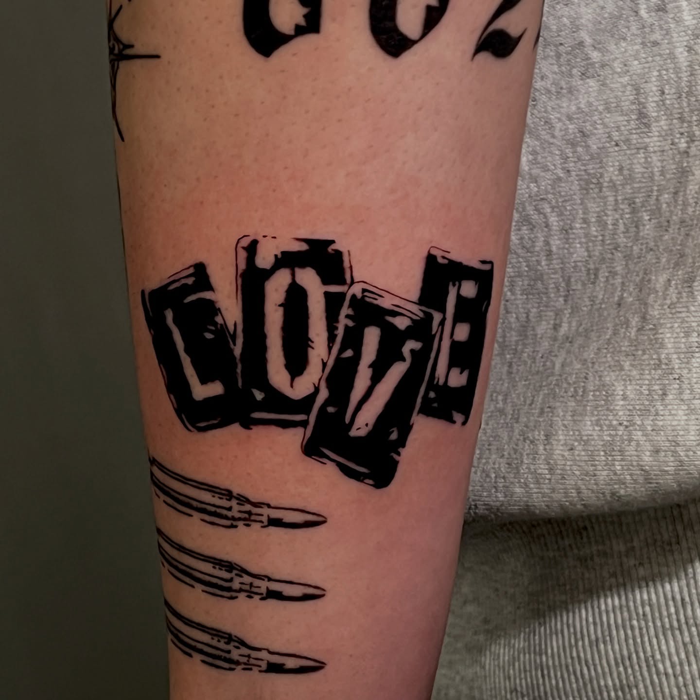 Code black and grey tattoo on the forearm by Koreatattoo Seoultattoo hongdaetattoo 서울타투