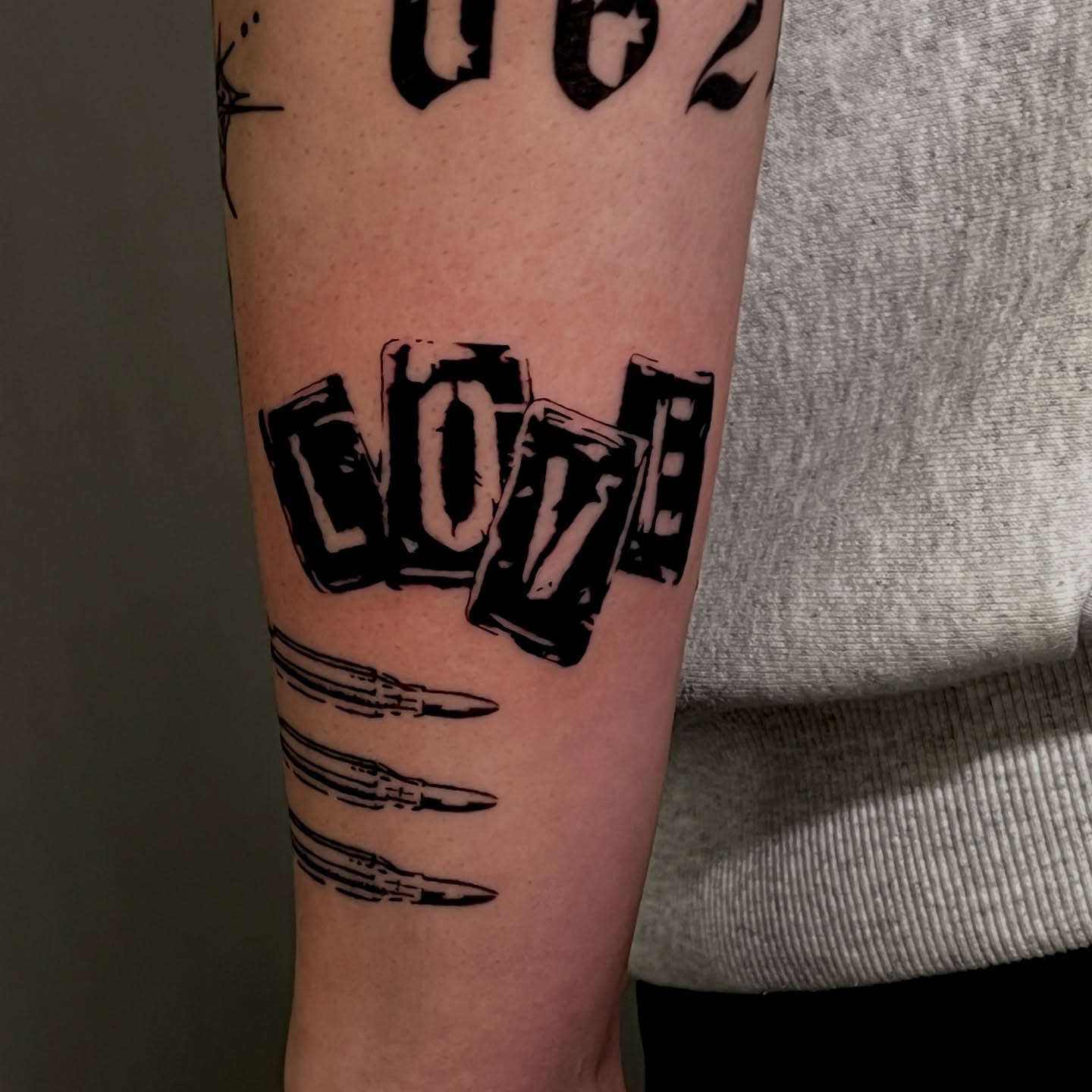 Bullet casings black and grey tattoo on the forearm by Koreatattoo Seoultattoo hongdaetattoo 서울타투
