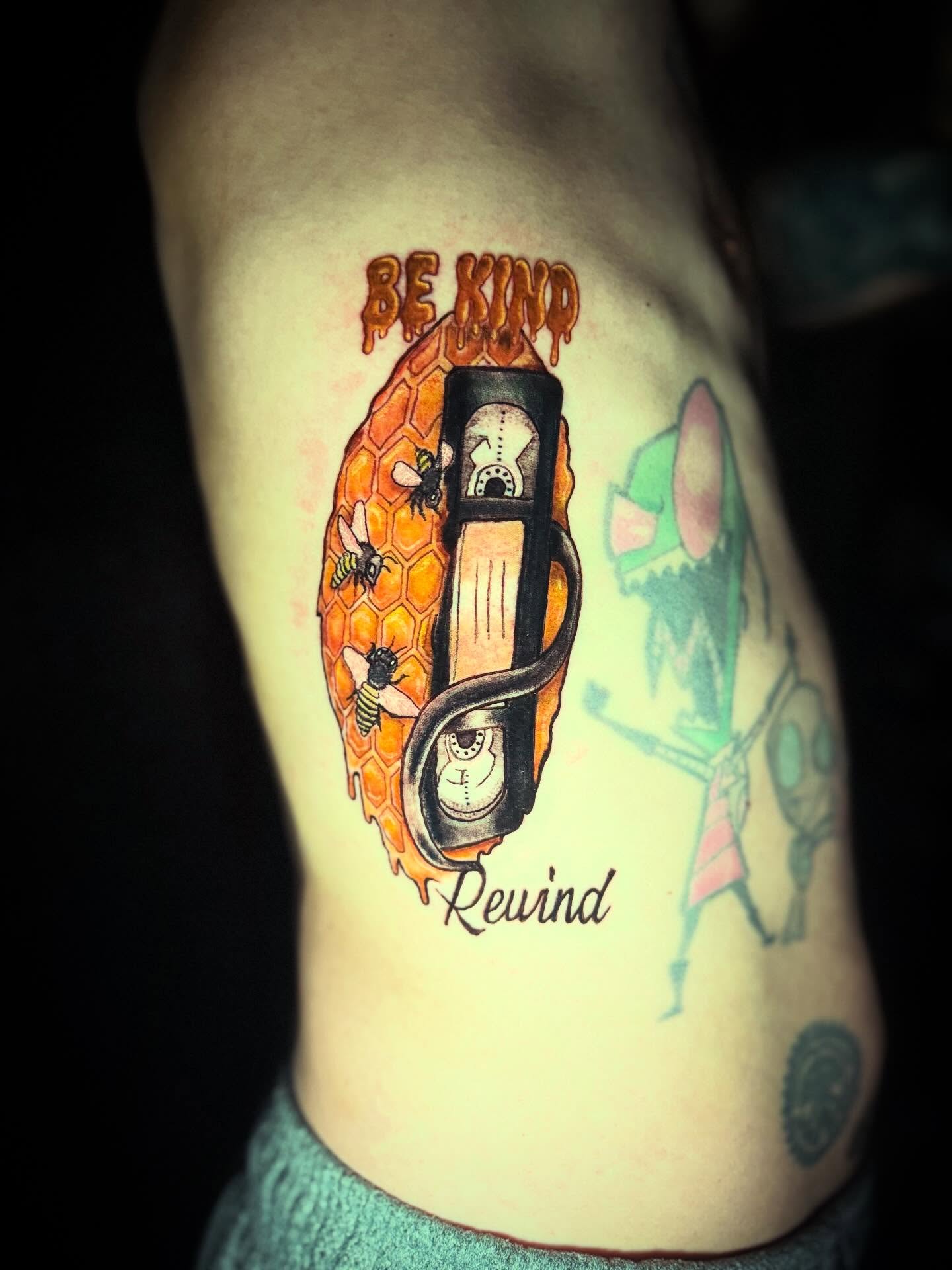 Be kind dotwork tattoo on the ribs by Nicholas A. Estes-Davis