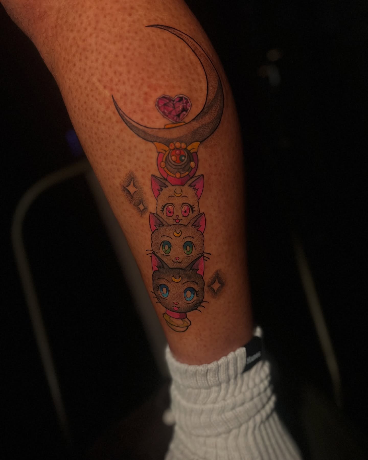 Cat stack anime tattoo on the forearm by Colton🎨
