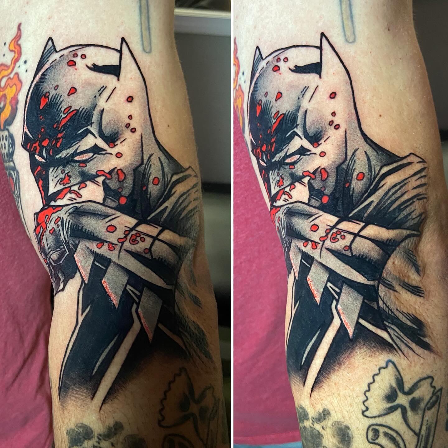 Batman dark realism tattoo on the forearm by โ๏ธ ๐๐ฎ๐ฐ๐ธ๐ถ๐ฒ โ๏ธ