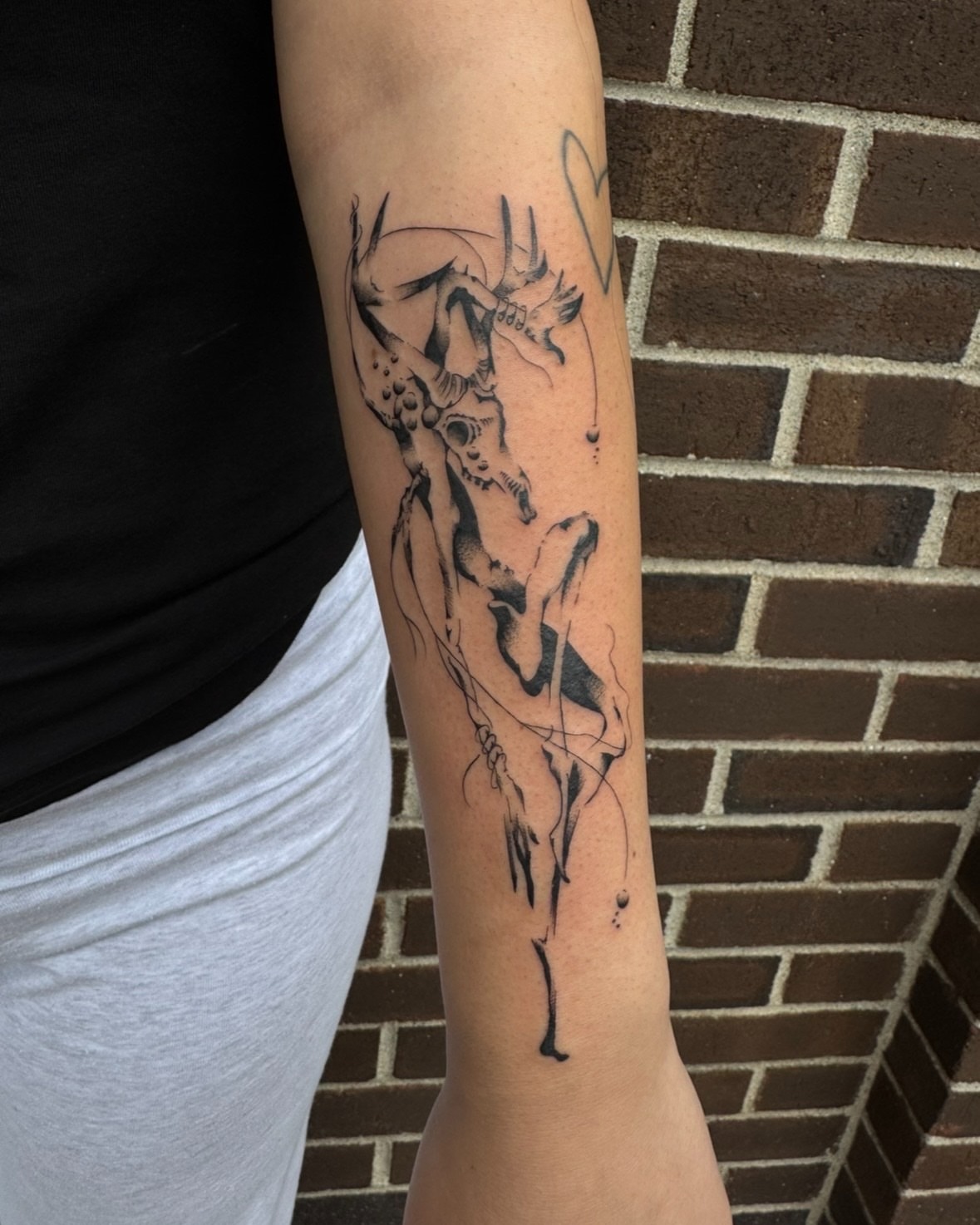 Deer dotwork tattoo on the forearm by Milo