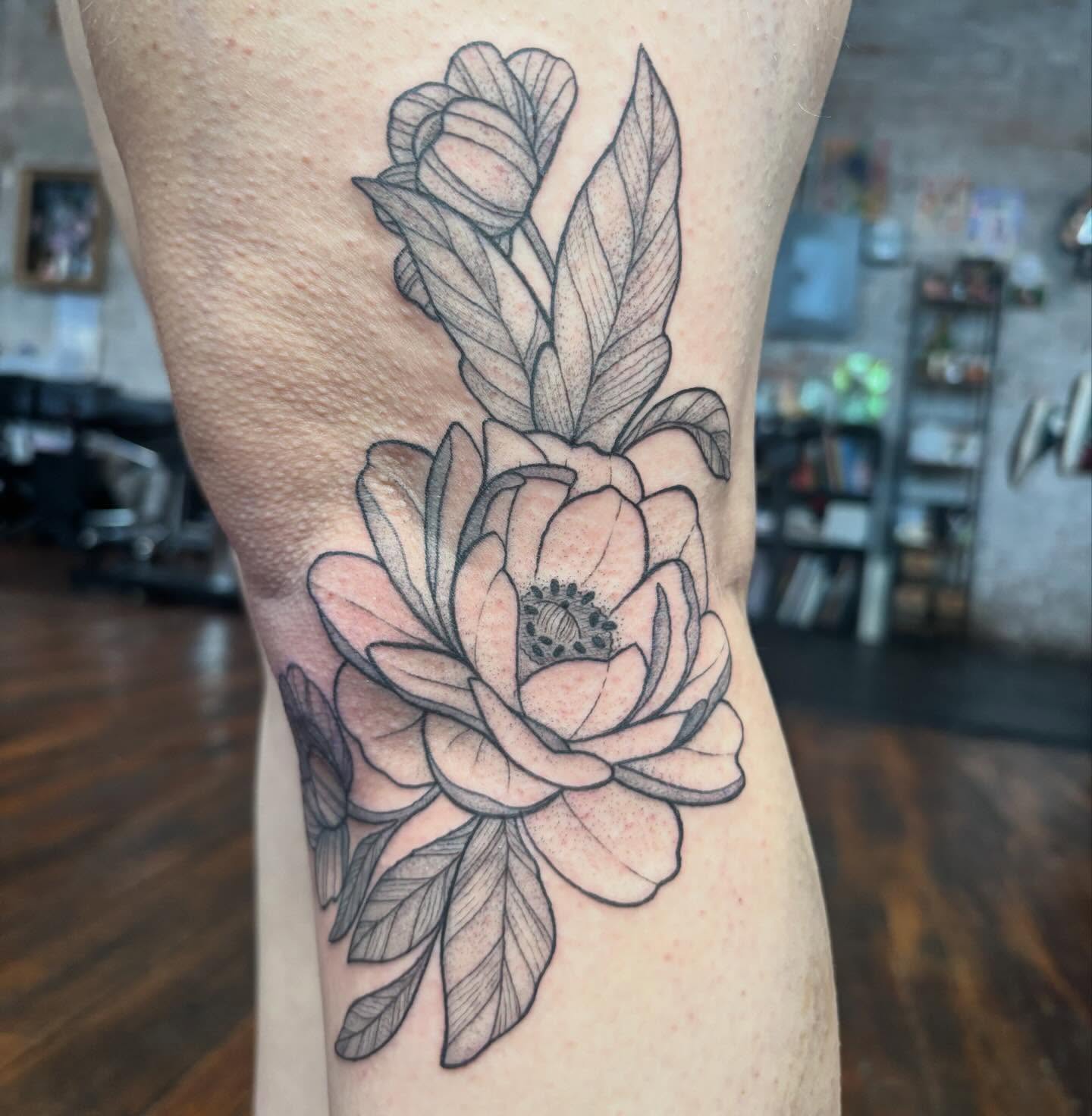 Tattoo by @manicpixietattoos — black_and_grey