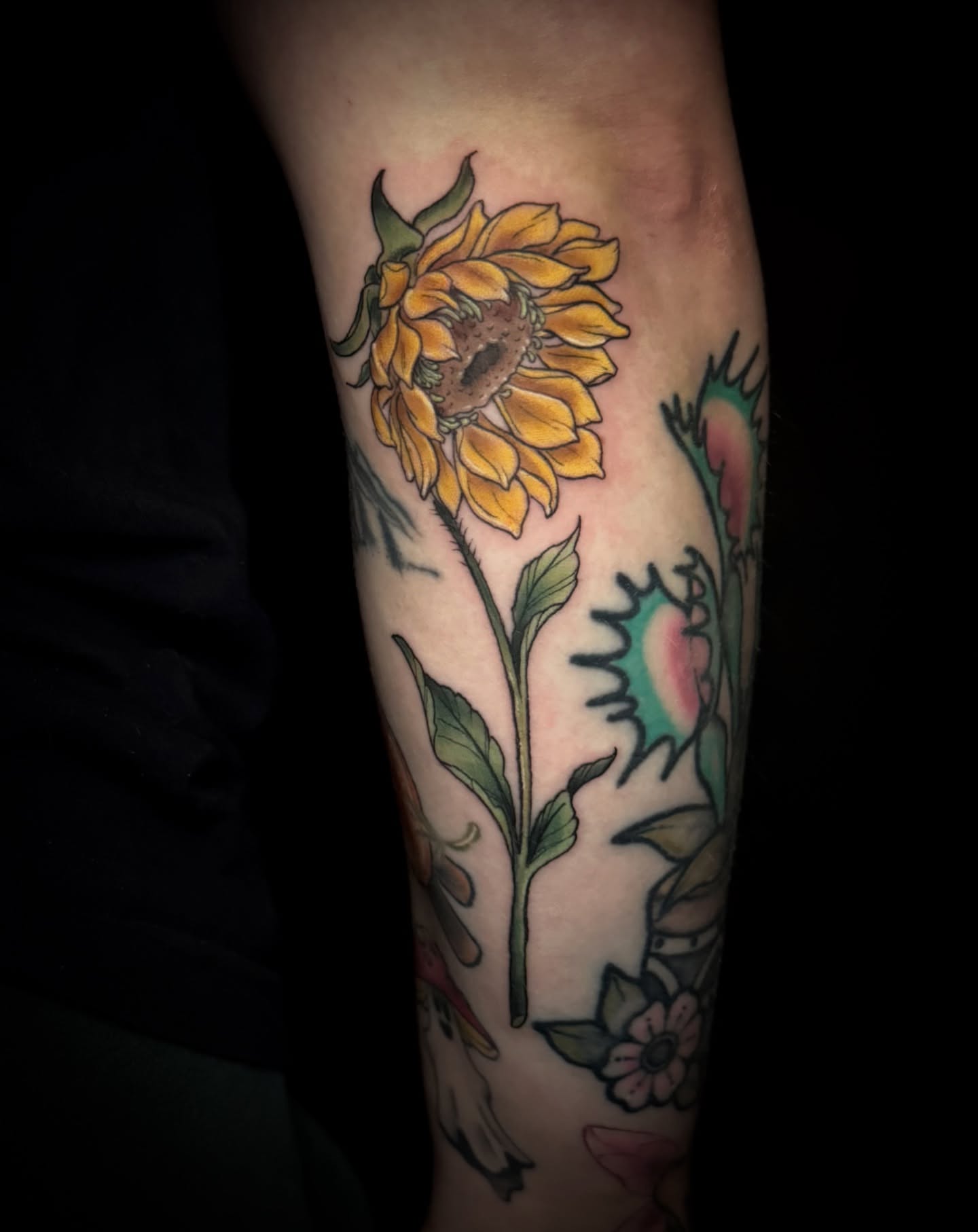 Sunflower realism tattoo on the forearm by M A D I E I N S P A N I E R π¦ tattoos