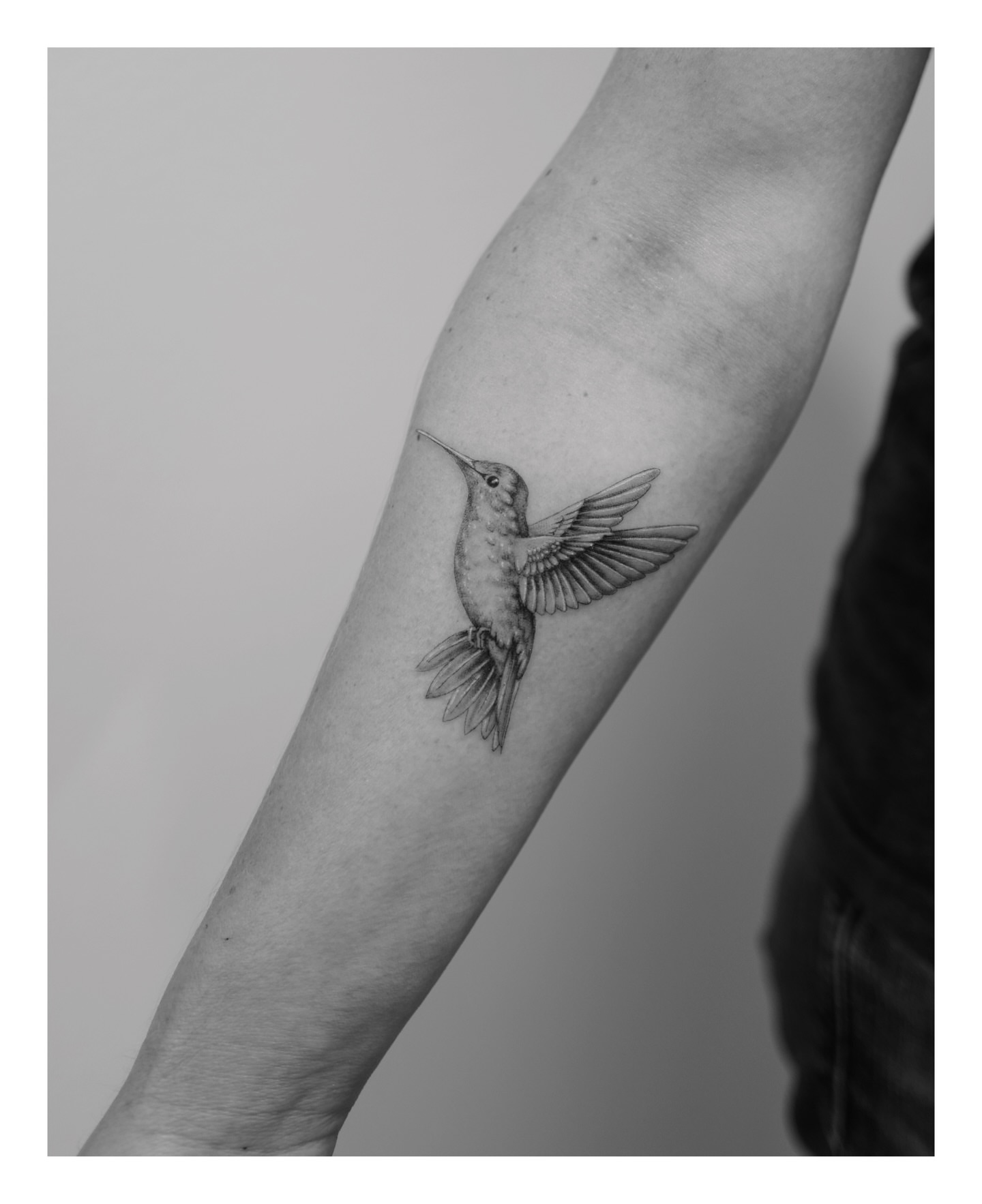 Hummingbird realism tattoo on the forearm by Ross Clark Tattoos