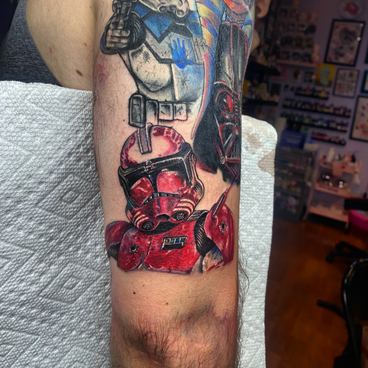 Star wars stormtrooper realism tattoo on the forearm by Randi Frey