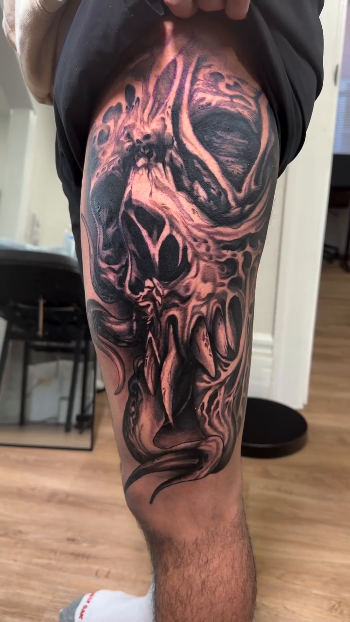 Tattoo by @joe_antonio_tattoos — dark_realism, black_and_grey