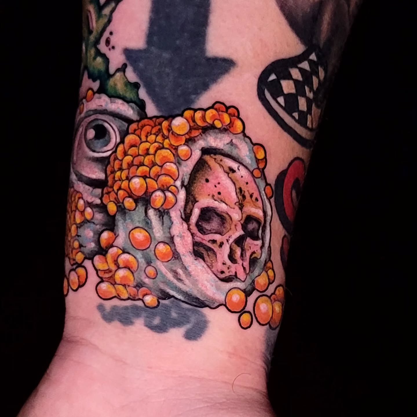 Tattoo by @rogue_stainedskin — dotwork, trash_polka