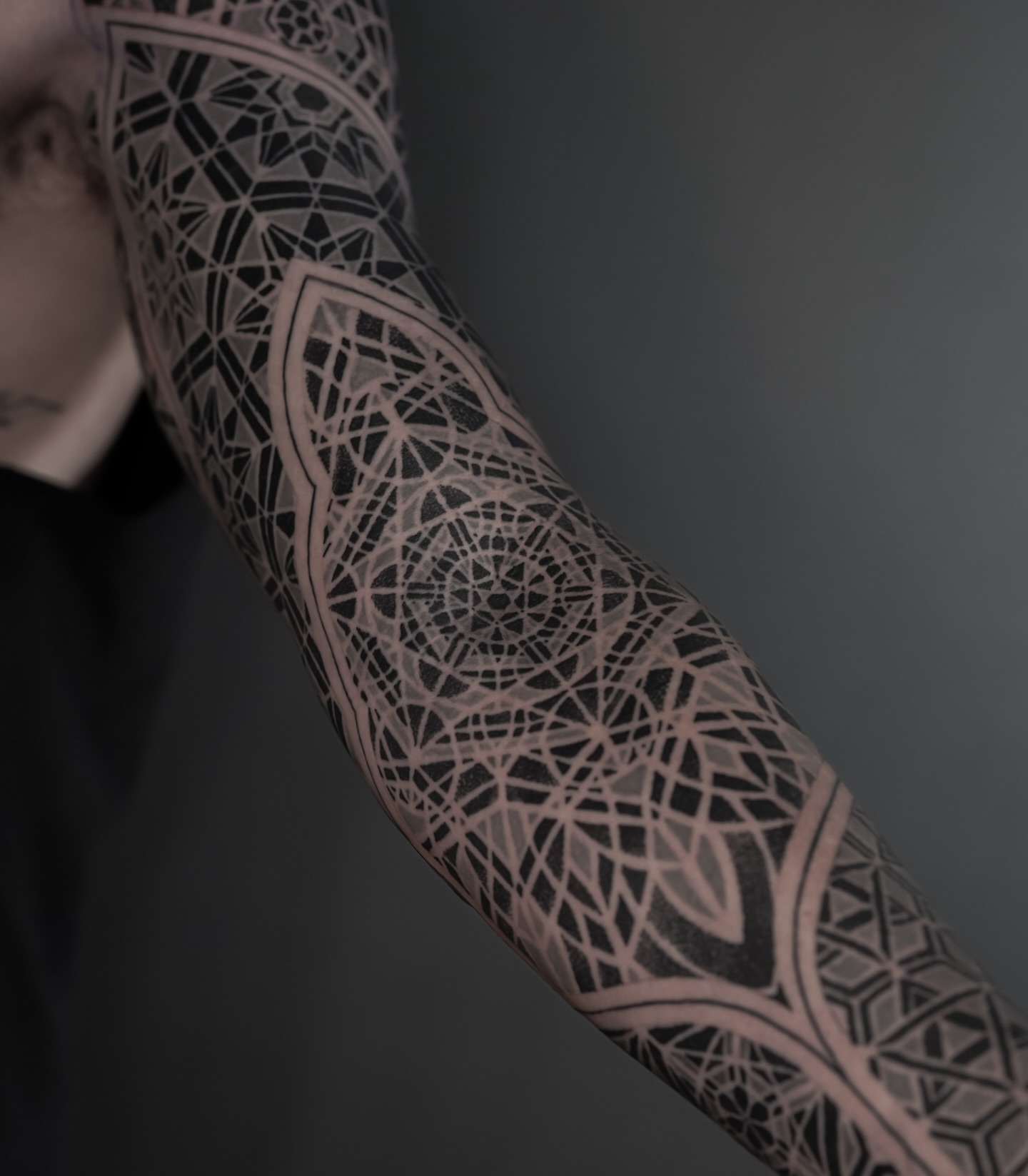 Geometric pattern geometric tattoo on the forearm by Oliver kenton, San Diego, California