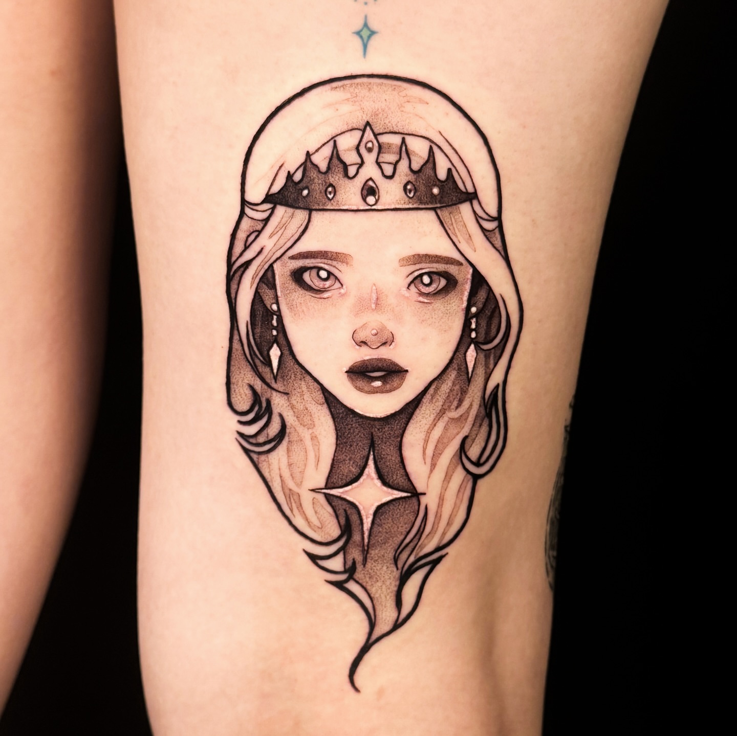 Royal girl dotwork tattoo on the forearm by Yasemin πΉπ·π¬π§ San Jose based tattoo artist