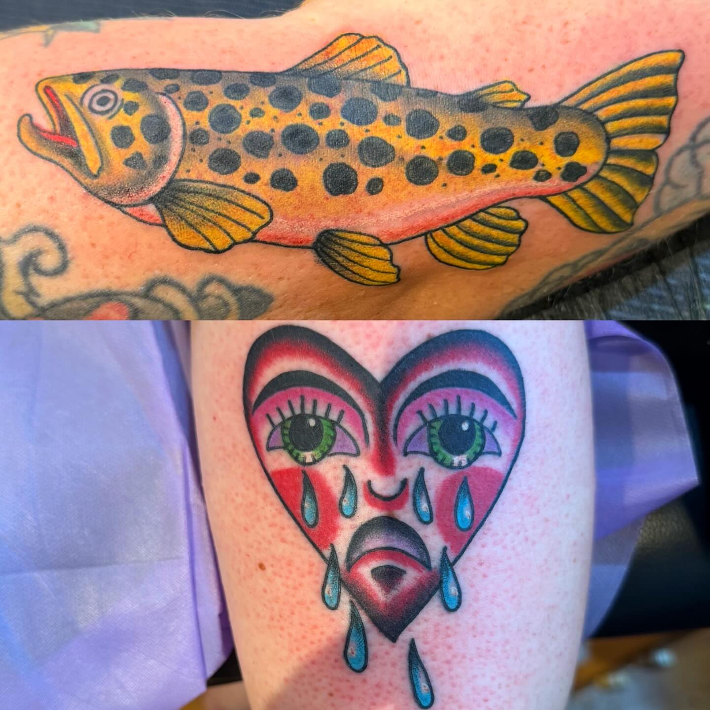 Fish American traditional tattoo on the forearm by Mike Kepper