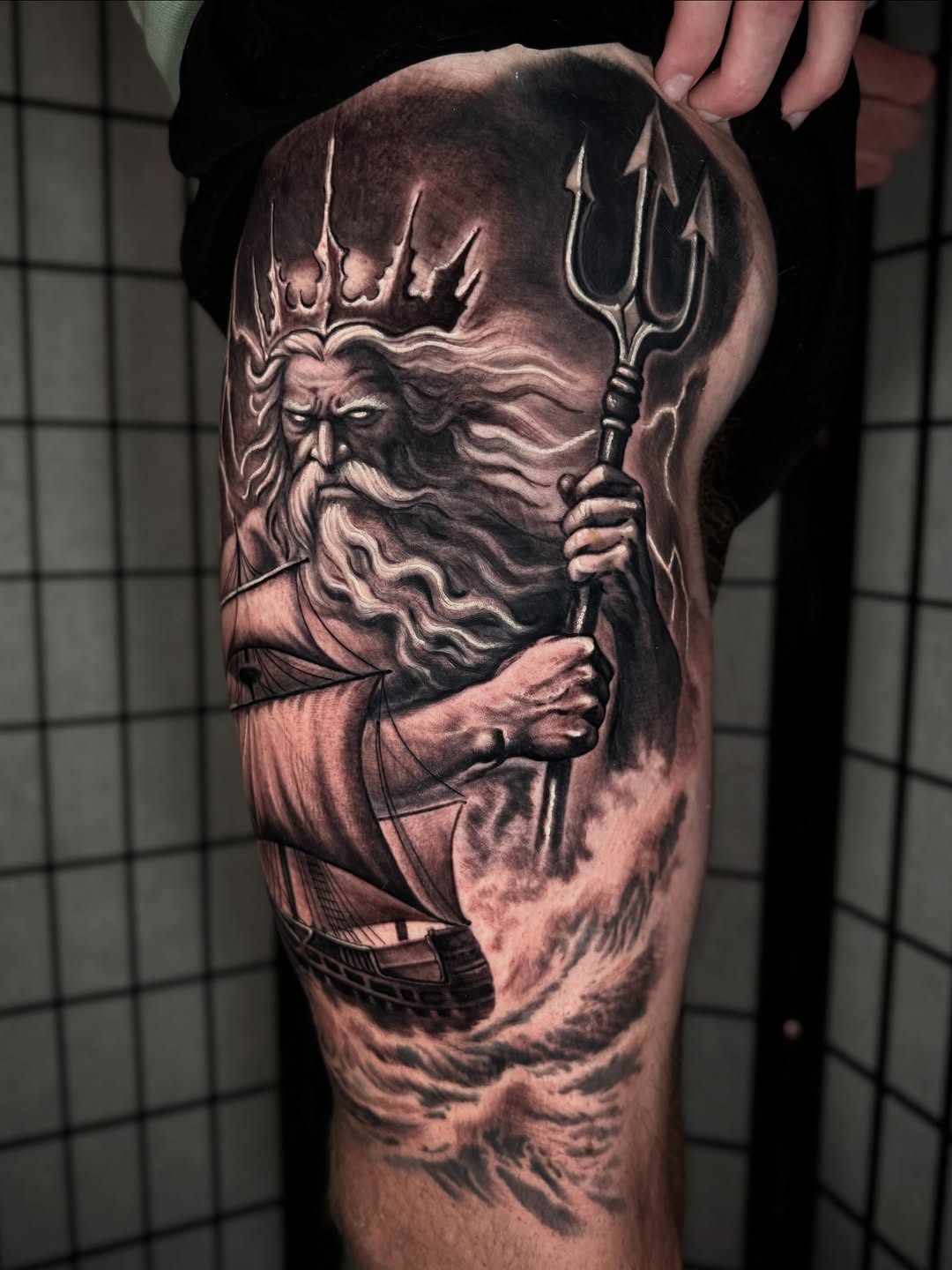 Tattoo by @jonmesatattoos โ realism, black_and_grey