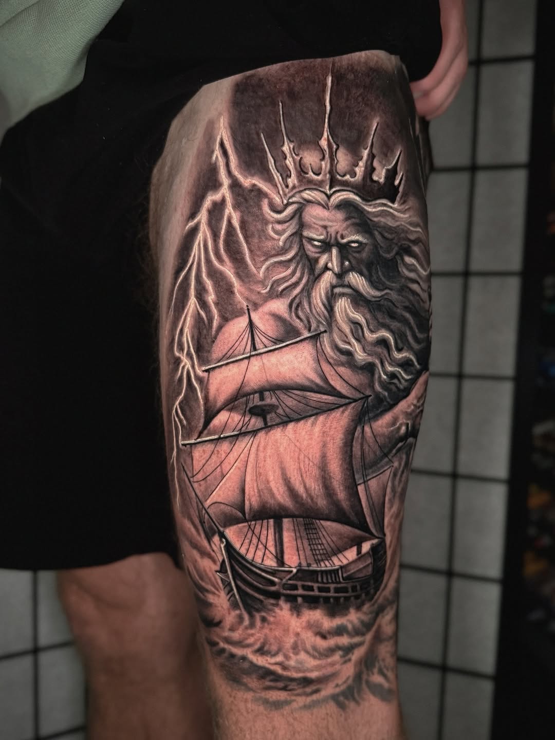 Tattoo by @jonmesatattoos โ realism, black_and_grey