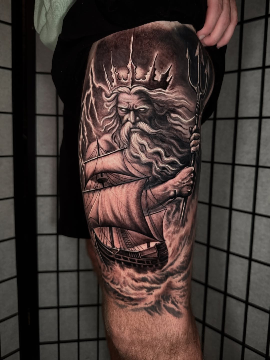 Tattoo by @jonmesatattoos โ realism, black_and_grey