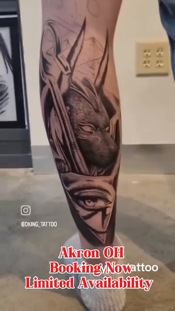 Anubis head with Egyptian eye realism tattoo on the forearm by Drew King