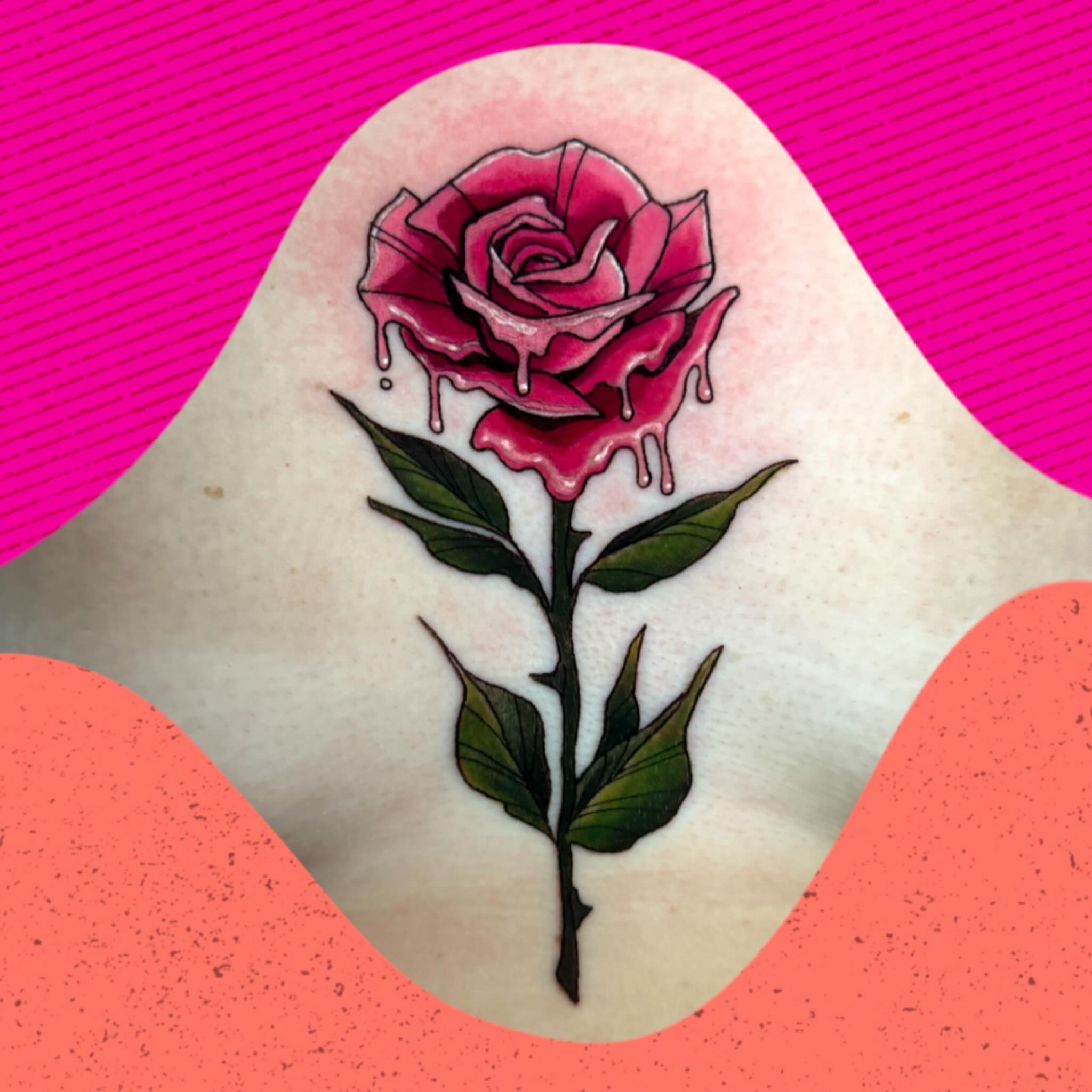 Rose realism tattoo on the forearm by π. ππππ, San Francisco, California