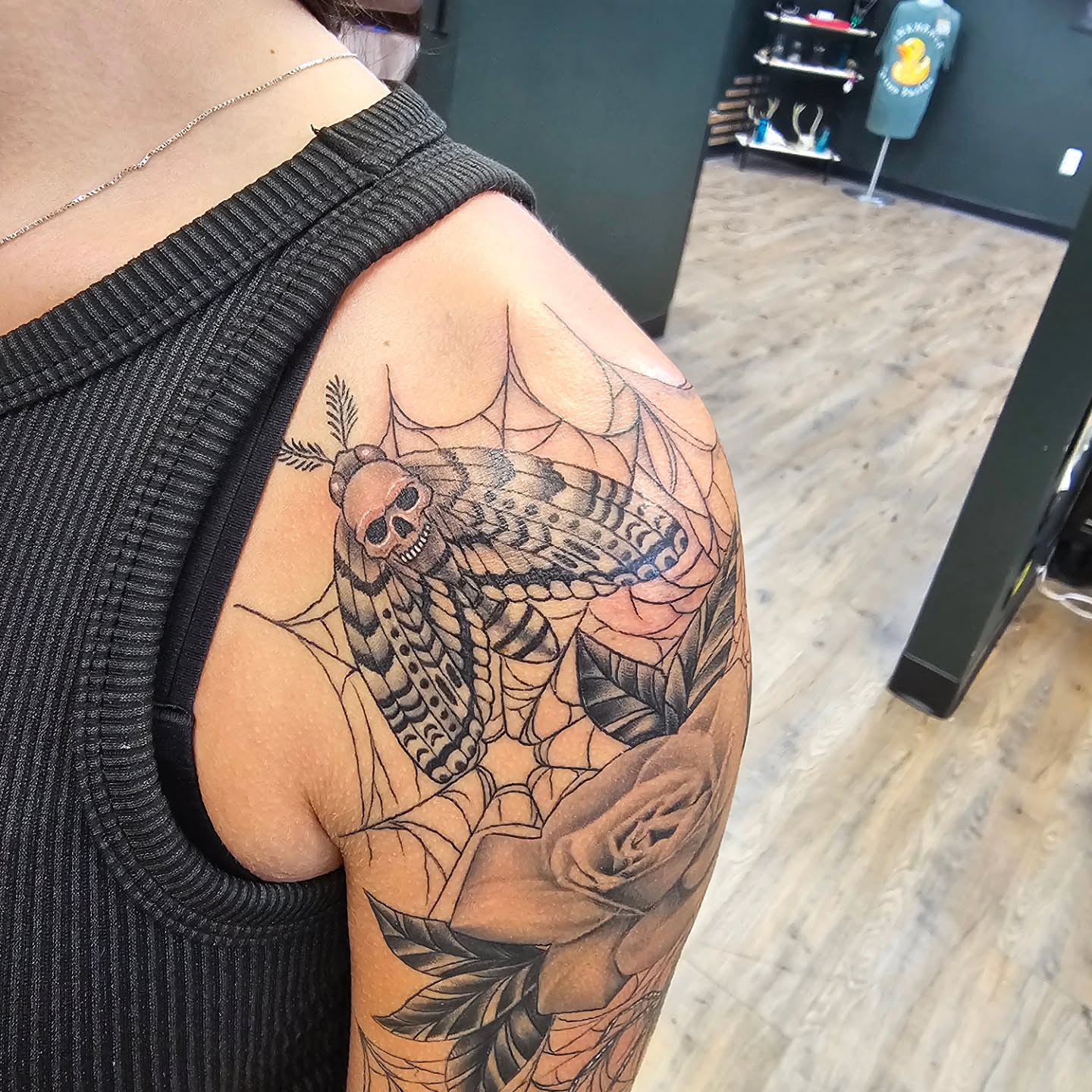 Tattoo by @indeedilly — black_and_grey, realism
