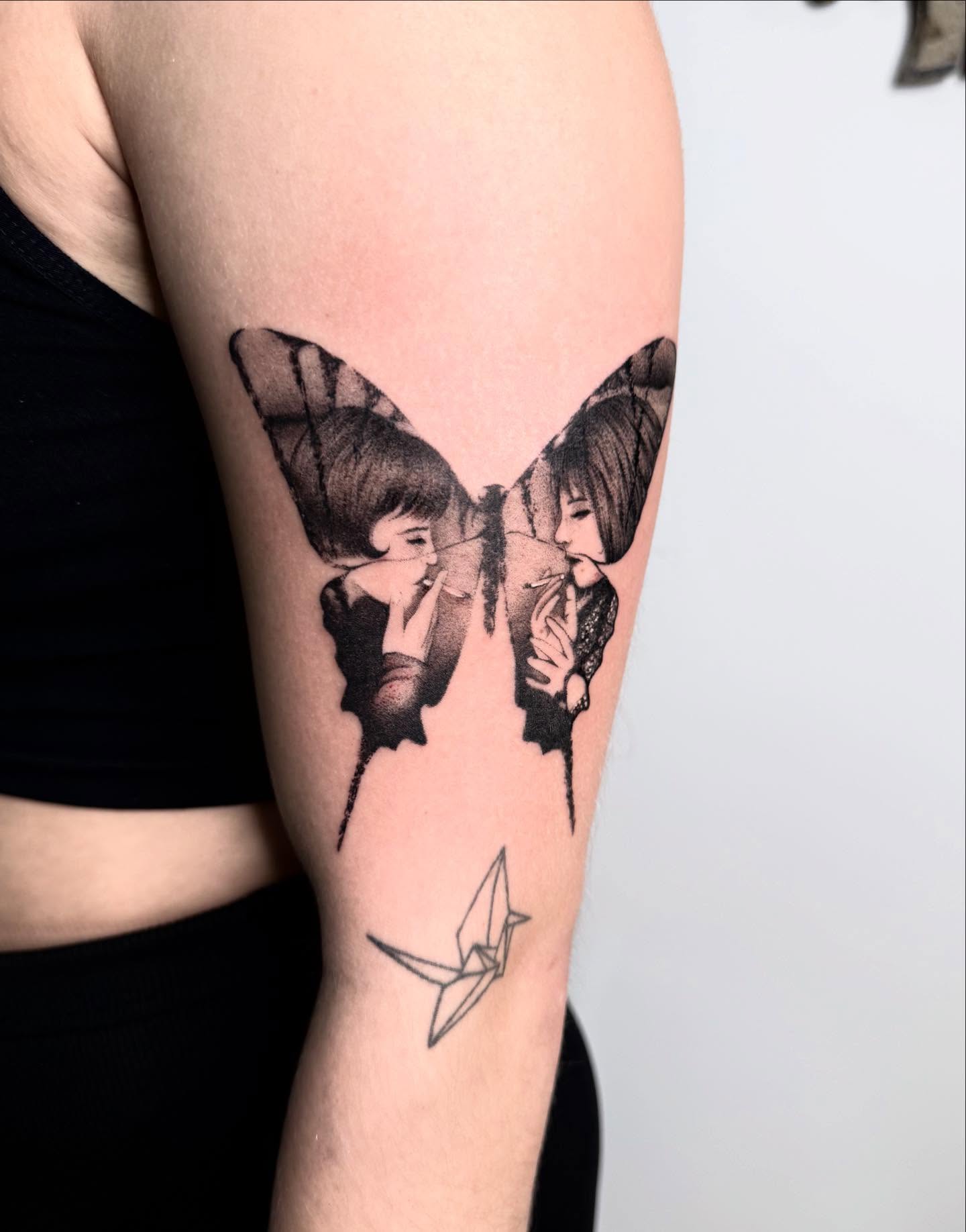Butterfly realism tattoo on the forearm by 🗡Addie Kat🗡