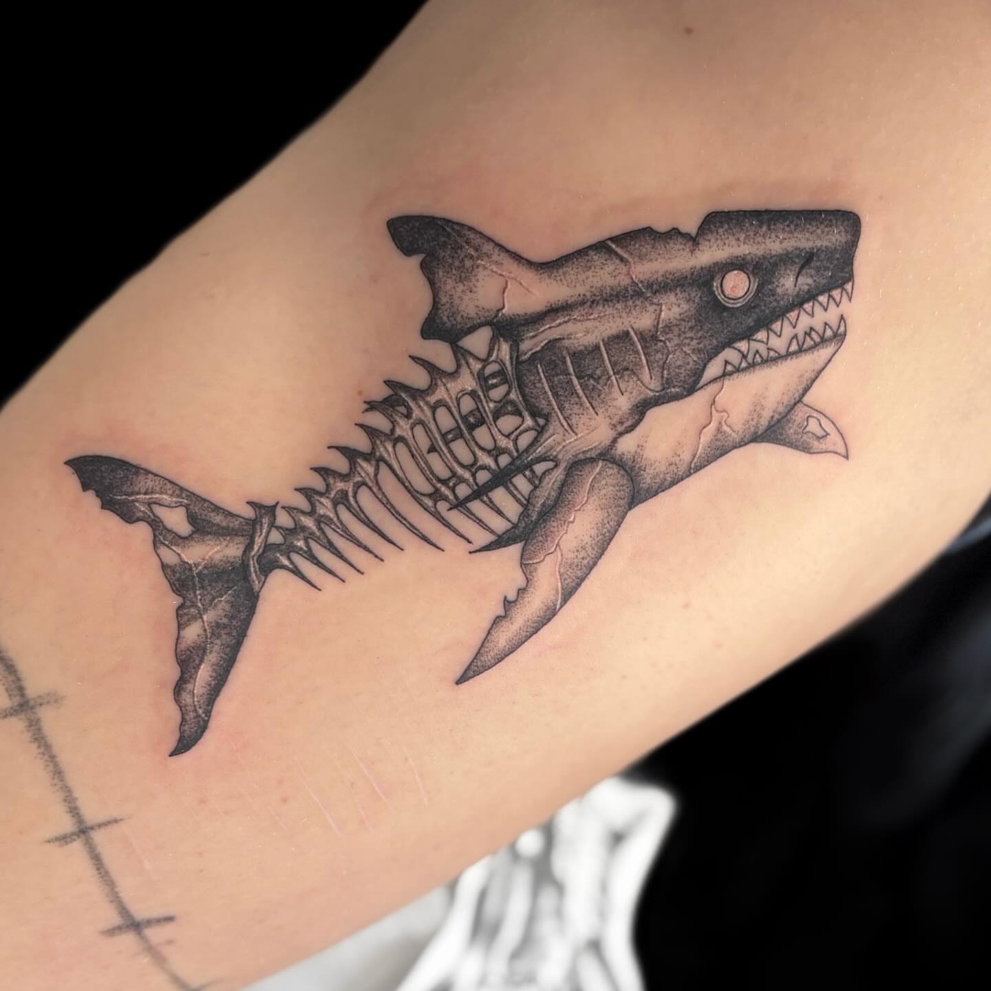 Tattoo by @uglyrileytattoo — black_and_grey