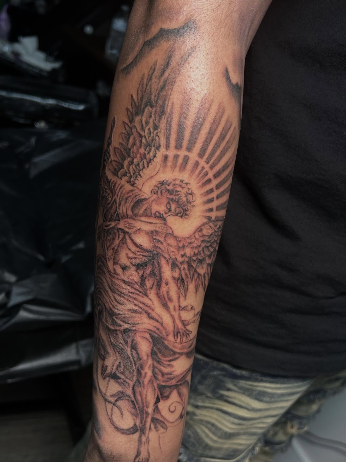 Tattoo by @mena_tats — black_and_grey, realism