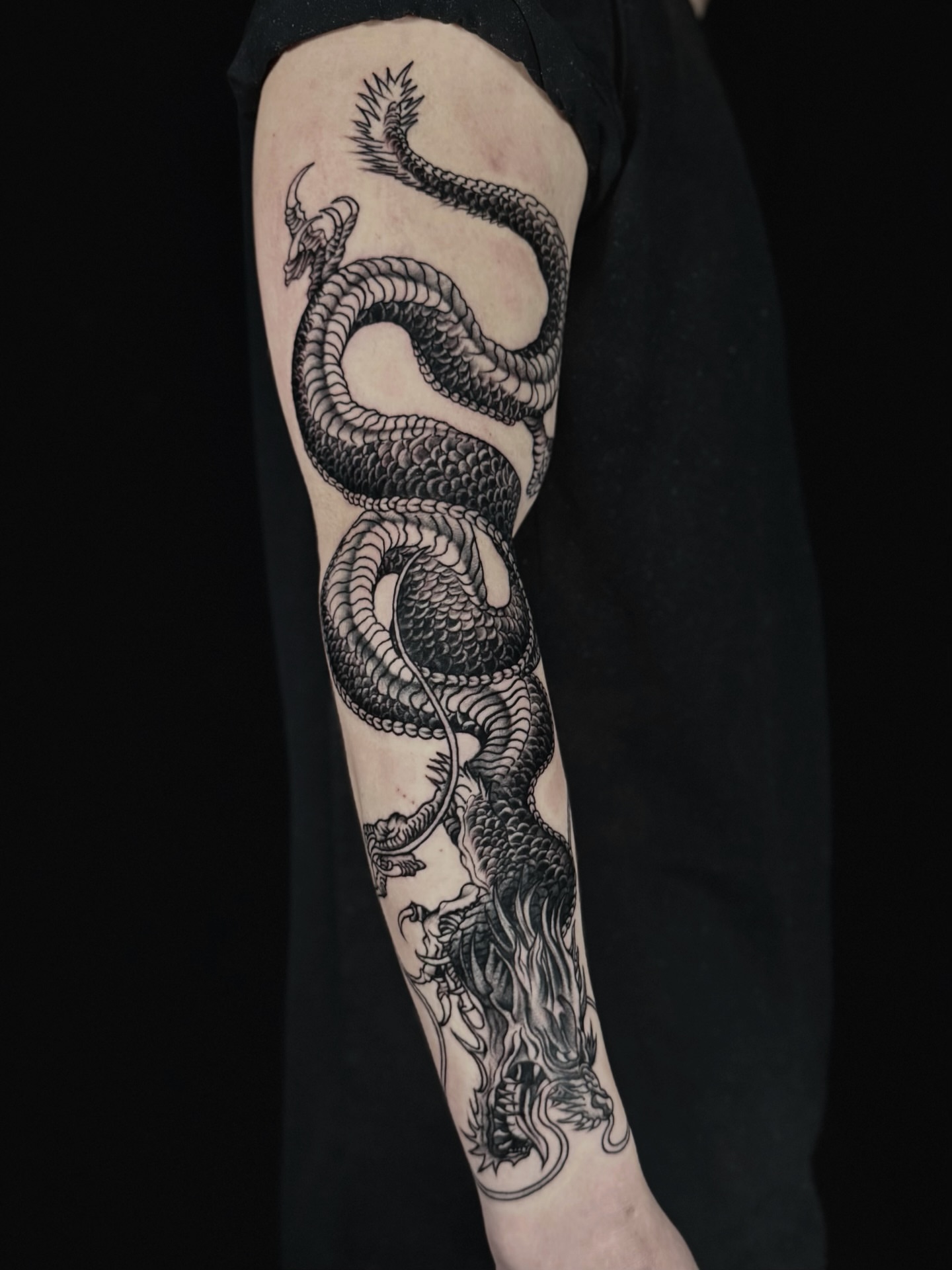 Dragon japanese irezumi tattoo on the forearm by Abi