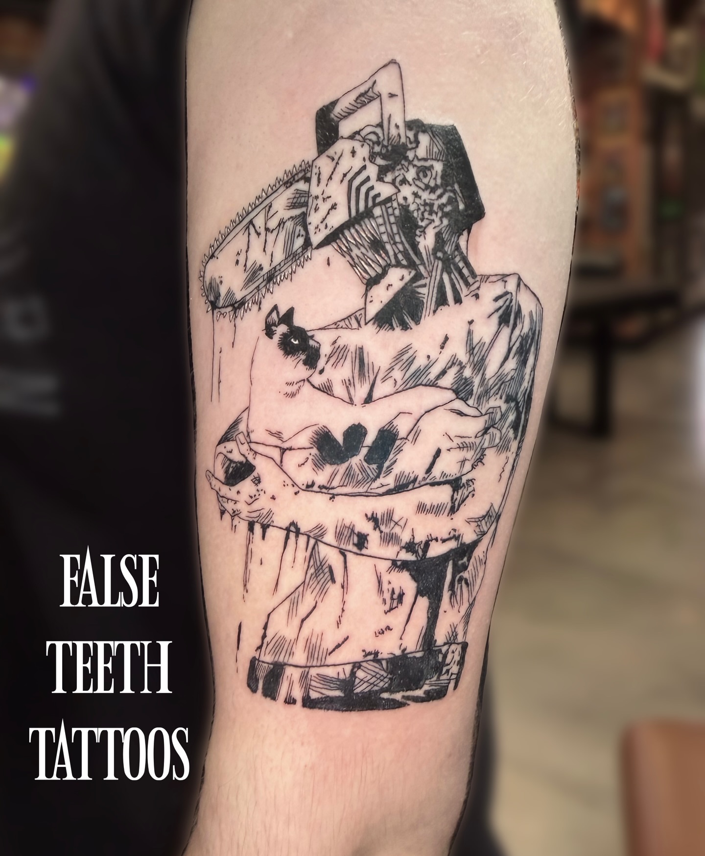 Tattoo by @falseteethgod — black_and_grey