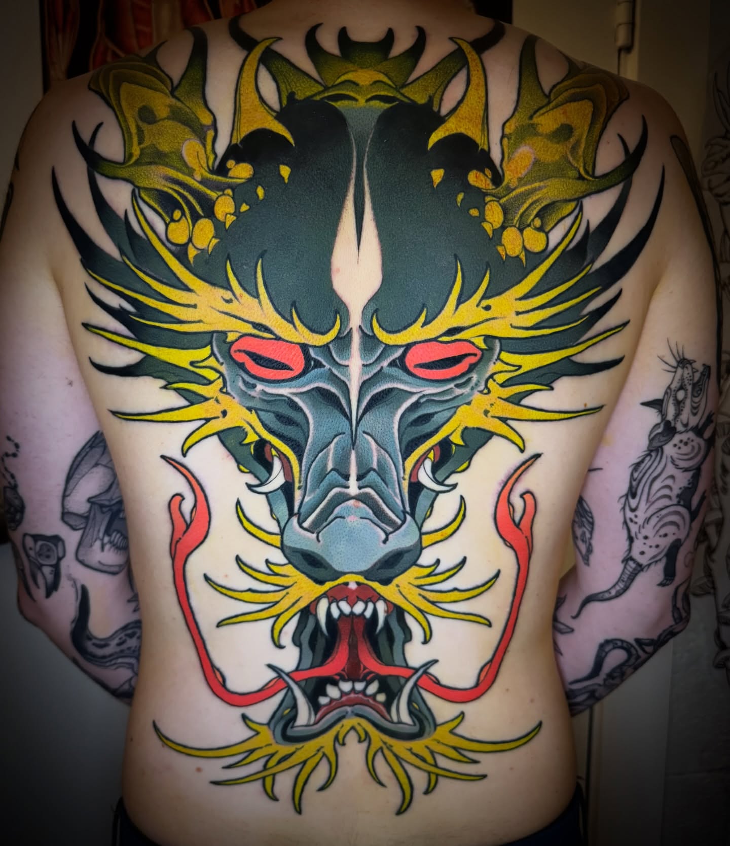 Tattoo by @sacred_crow — american_traditional, dotwork