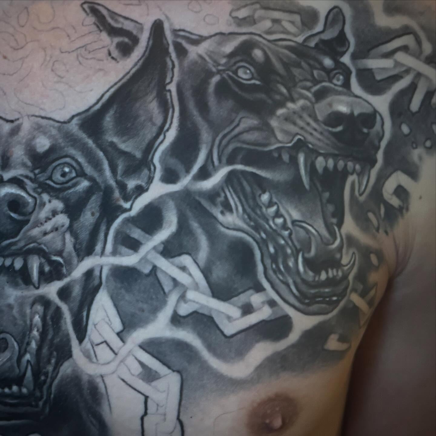 Tattoo by @dominicholmes_art — black_and_grey