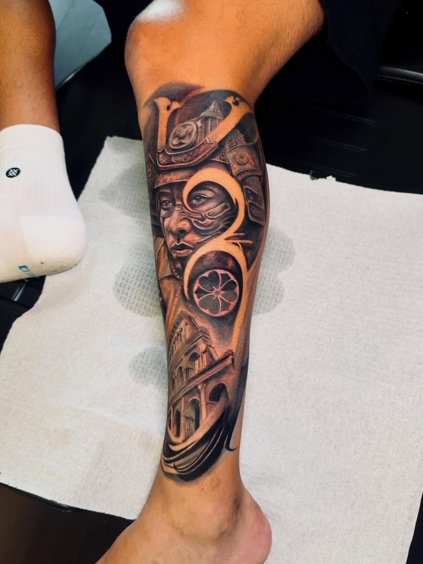 Ancient warrior realism tattoo on the forearm by Levi Tattoo Artist, Utah