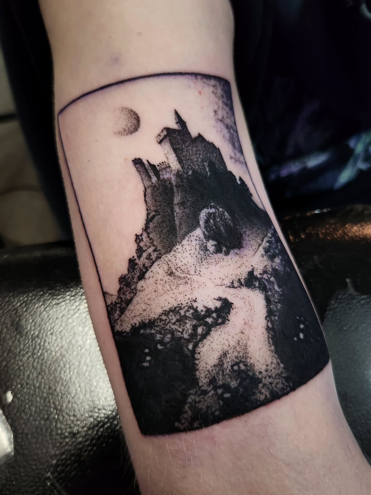 Tattoo by @stone_man720 — dotwork, black_and_grey