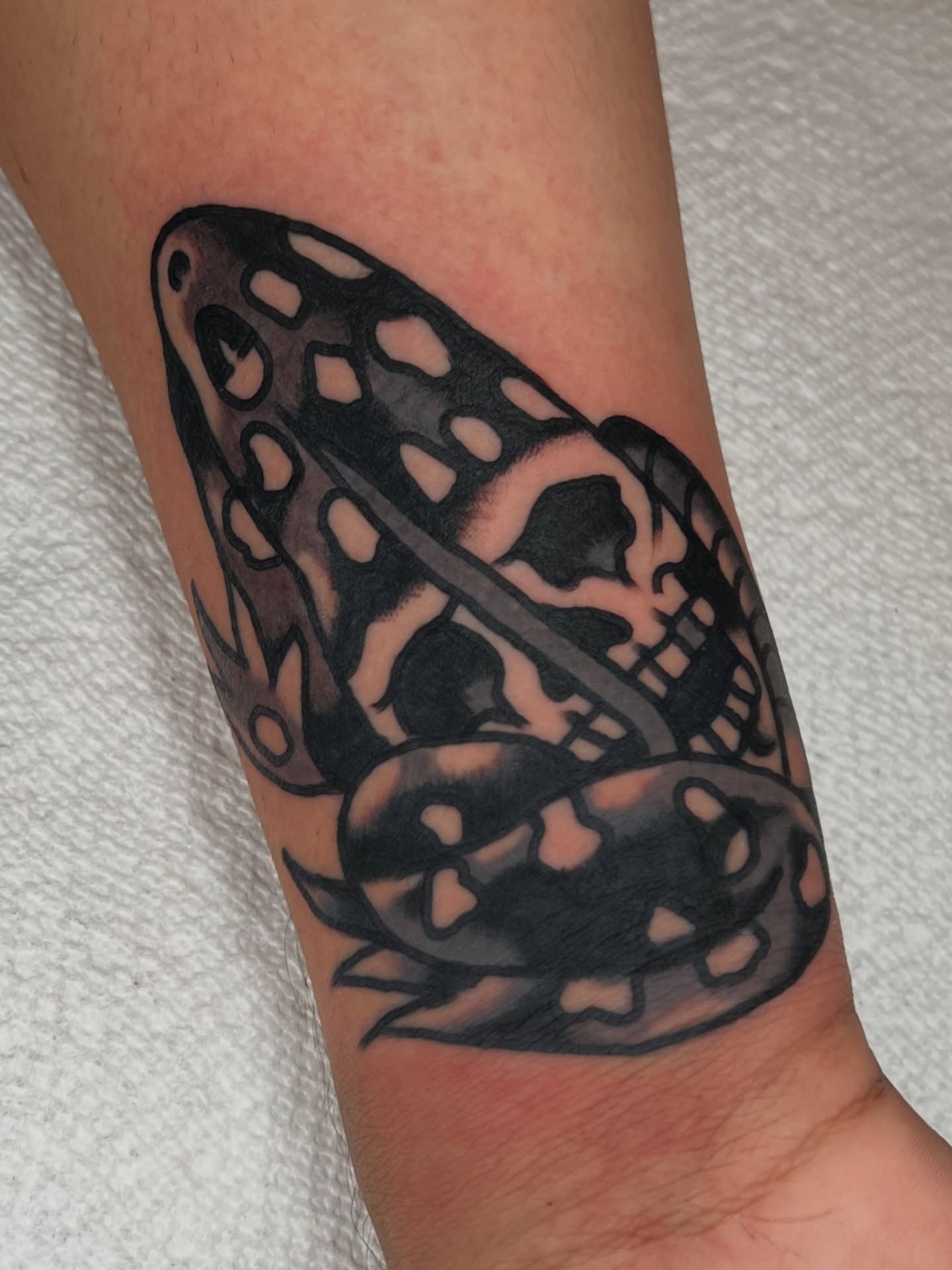 Snake black and grey tattoo on the forearm by 💥Jeff Klug💥, Austin, Texas