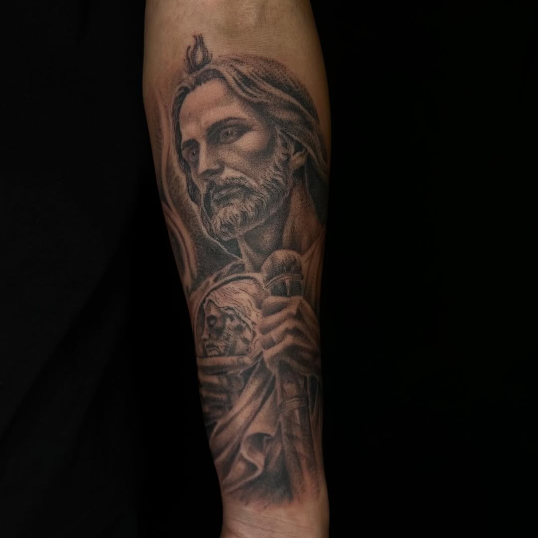 Tattoo by @forbidden_skin_designs — realism, black_and_grey