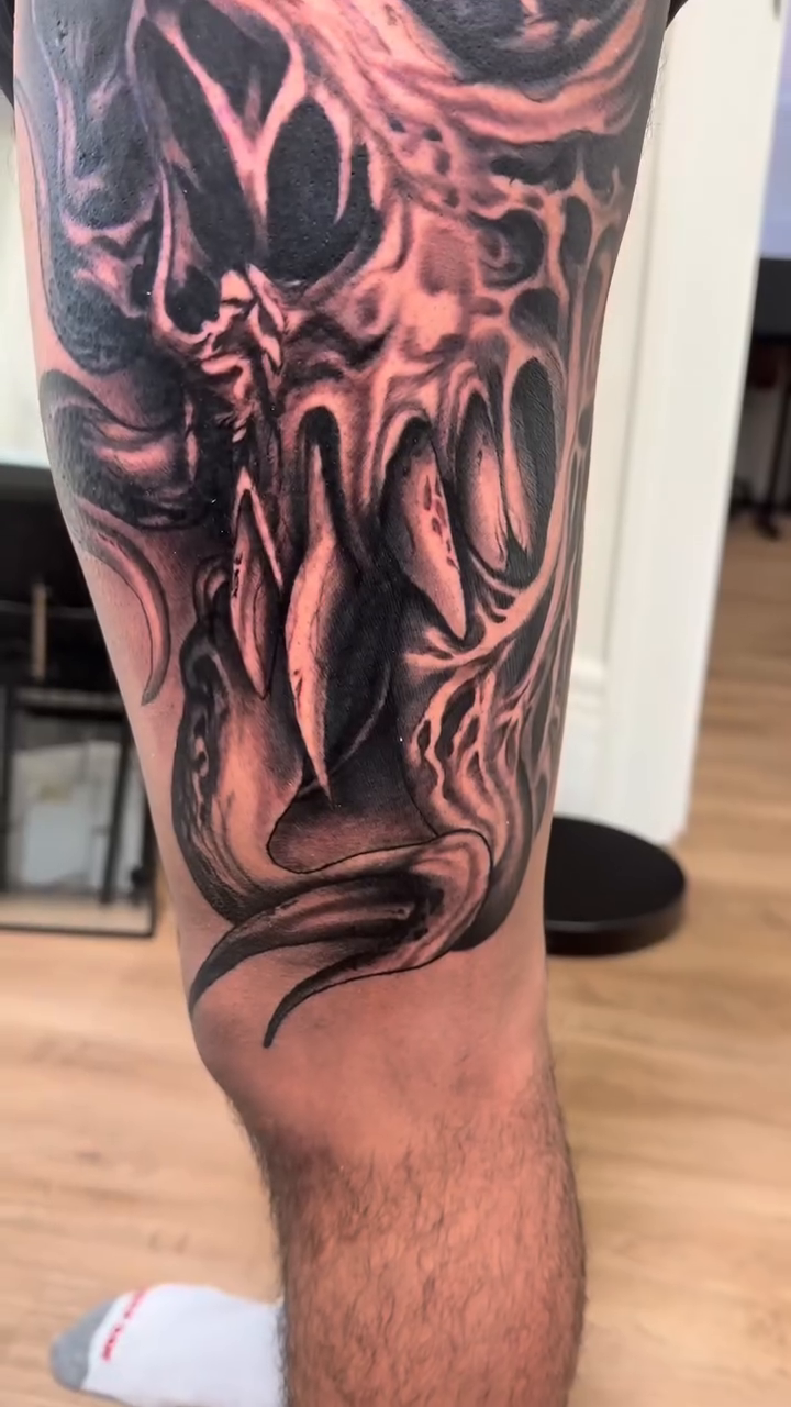 Tattoo by @joe_antonio_tattoos — dark_realism, black_and_grey