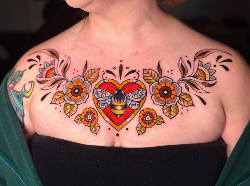 Tattoo by @pompberry — american_traditional, dotwork