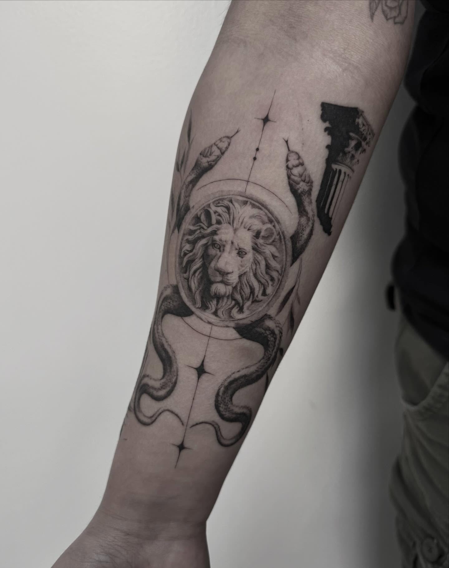 Lion astronaut realism tattoo on the forearm by ππππππ