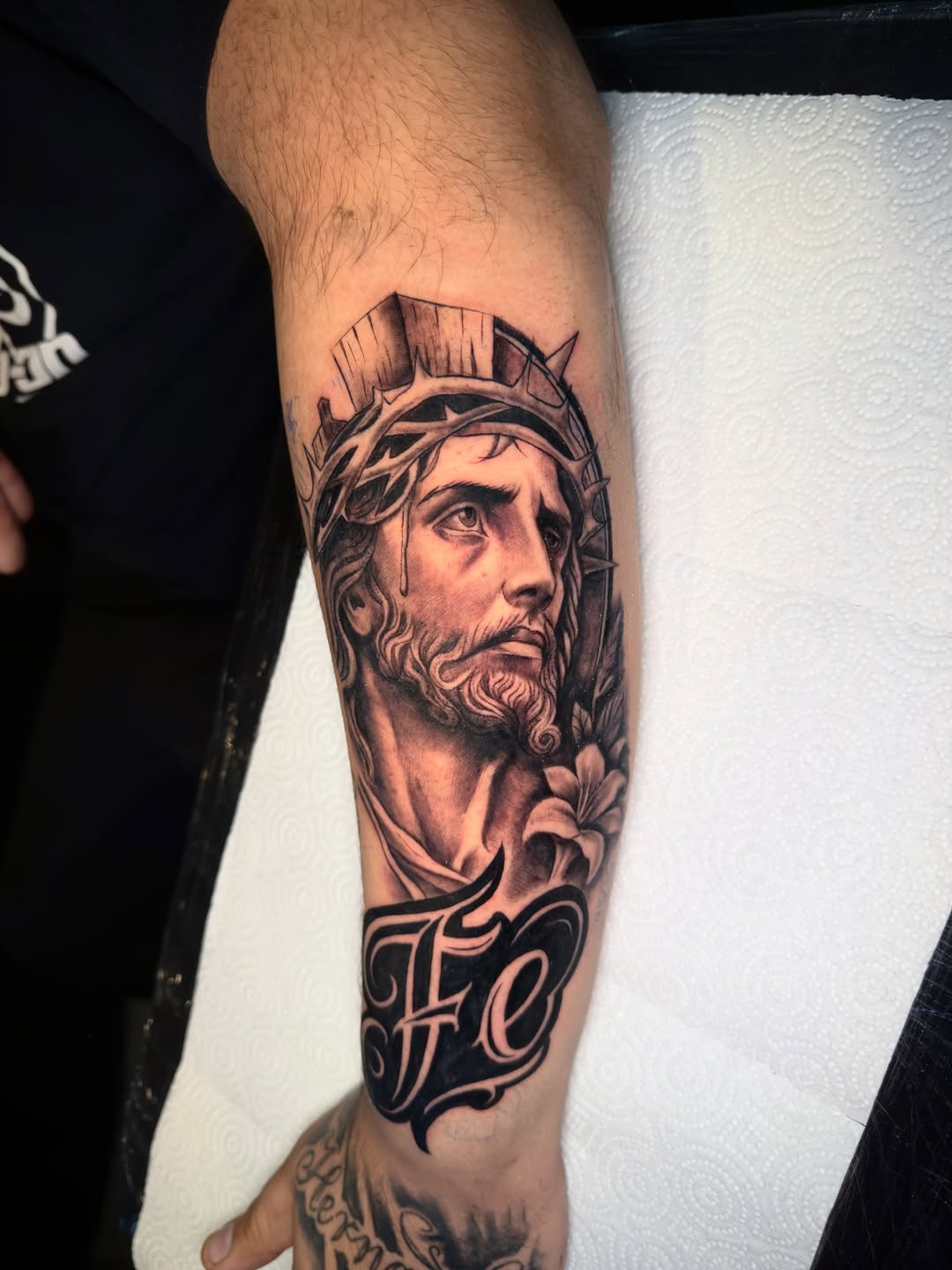 Chicano tattoo on the forearm by Brandon Patino