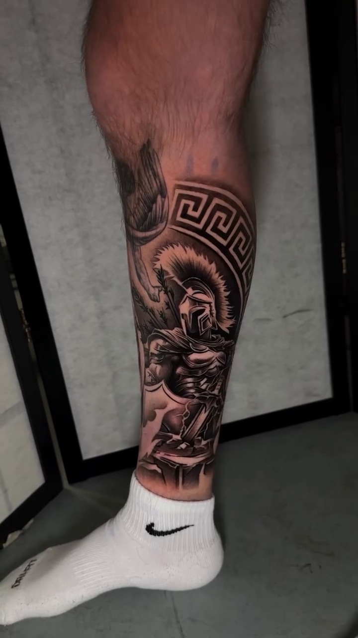 Spartan warrior realism tattoo by Miles Johnson