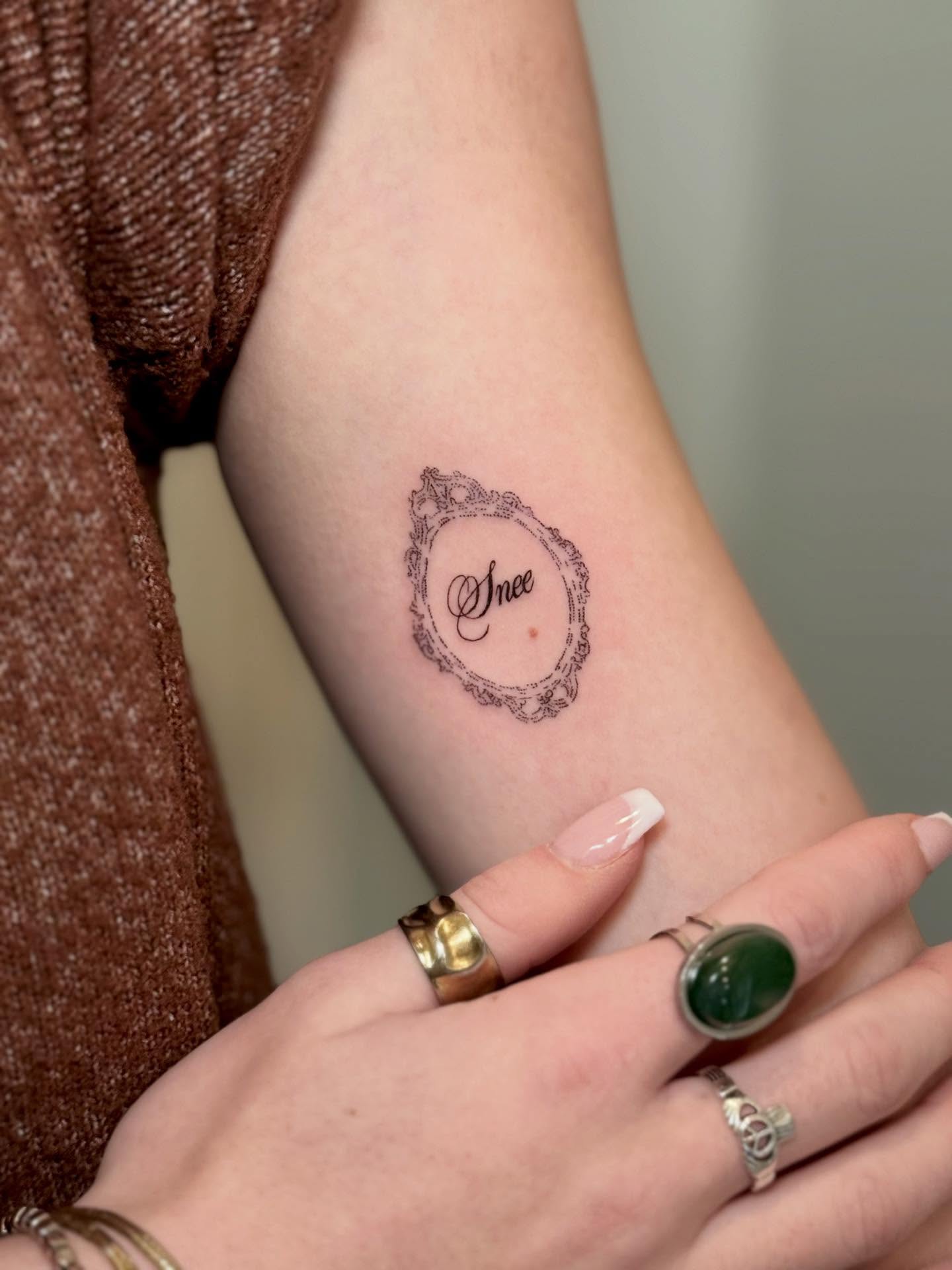 Script lettering lettering script tattoo on the forearm by Ana Blatt