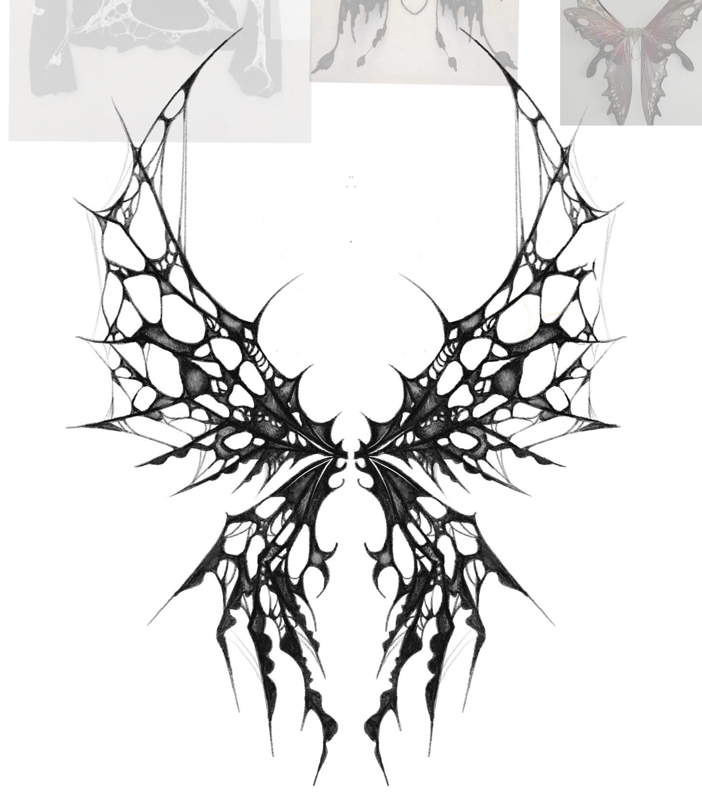 Abstract wings blackwork tattoo by Anna Soeterboek