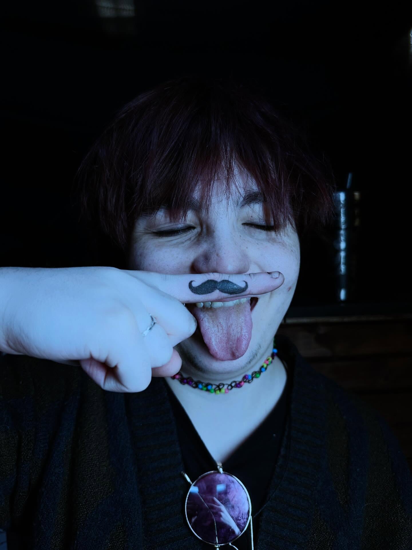 Mustache black and grey tattoo by emma christine