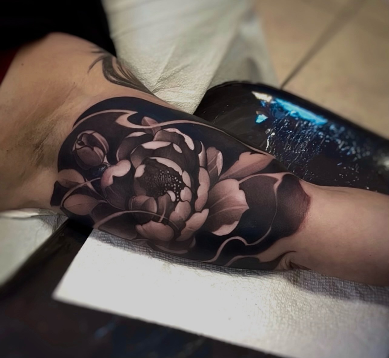 Tattoo by @schrail_edmund — black_and_grey