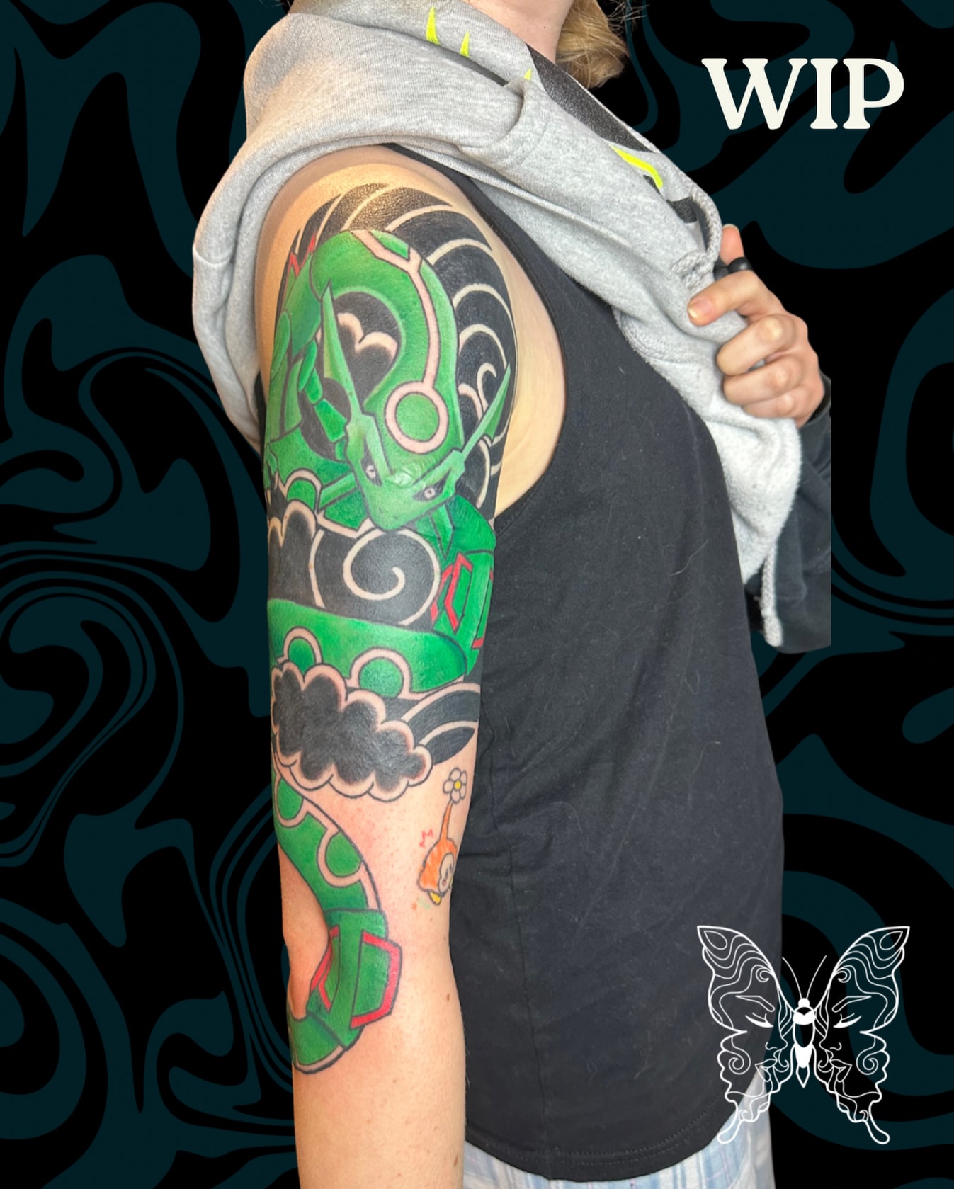 Cyborg dragon anime tattoo on the forearm by Nicci