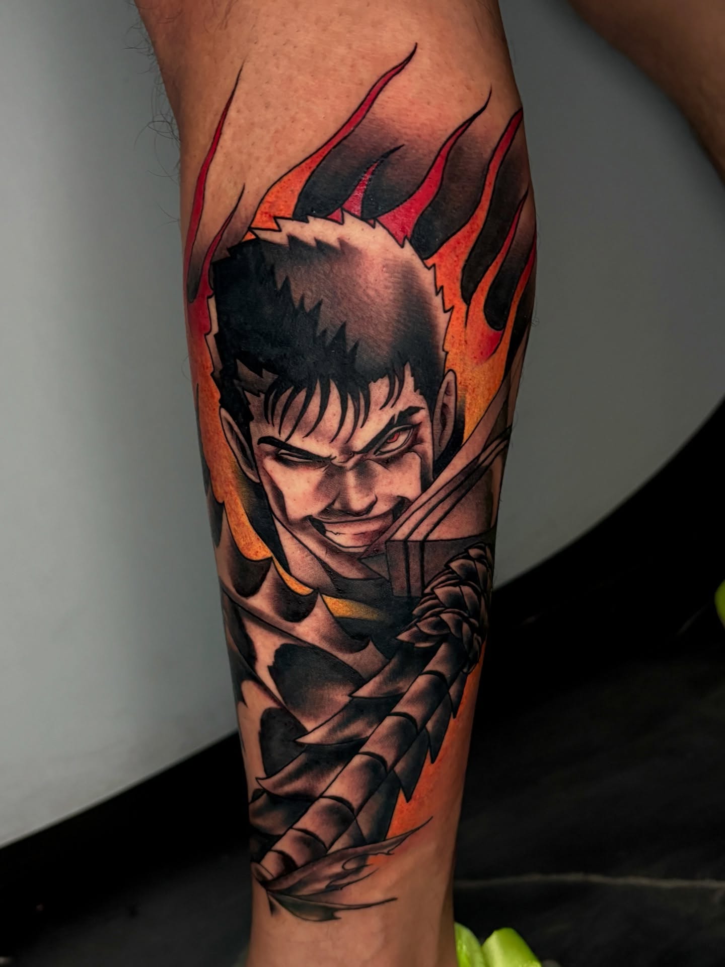 Samurai warrior anime tattoo on the forearm by Morgan Martinez
